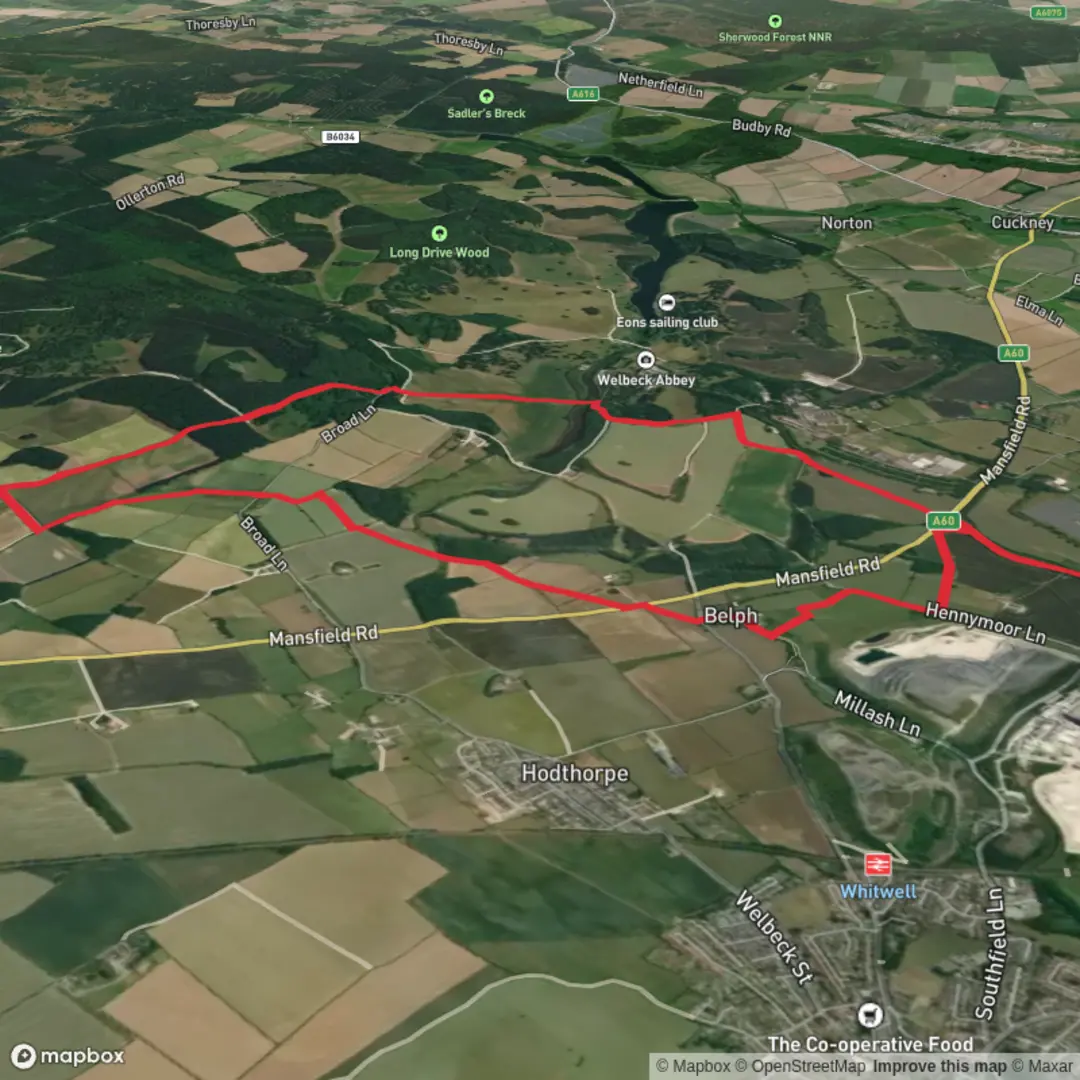 An image depicting the trail Gouldsmeadow Lake, Oak Wood and Ladycroft Wood Loop and its surrounding area.