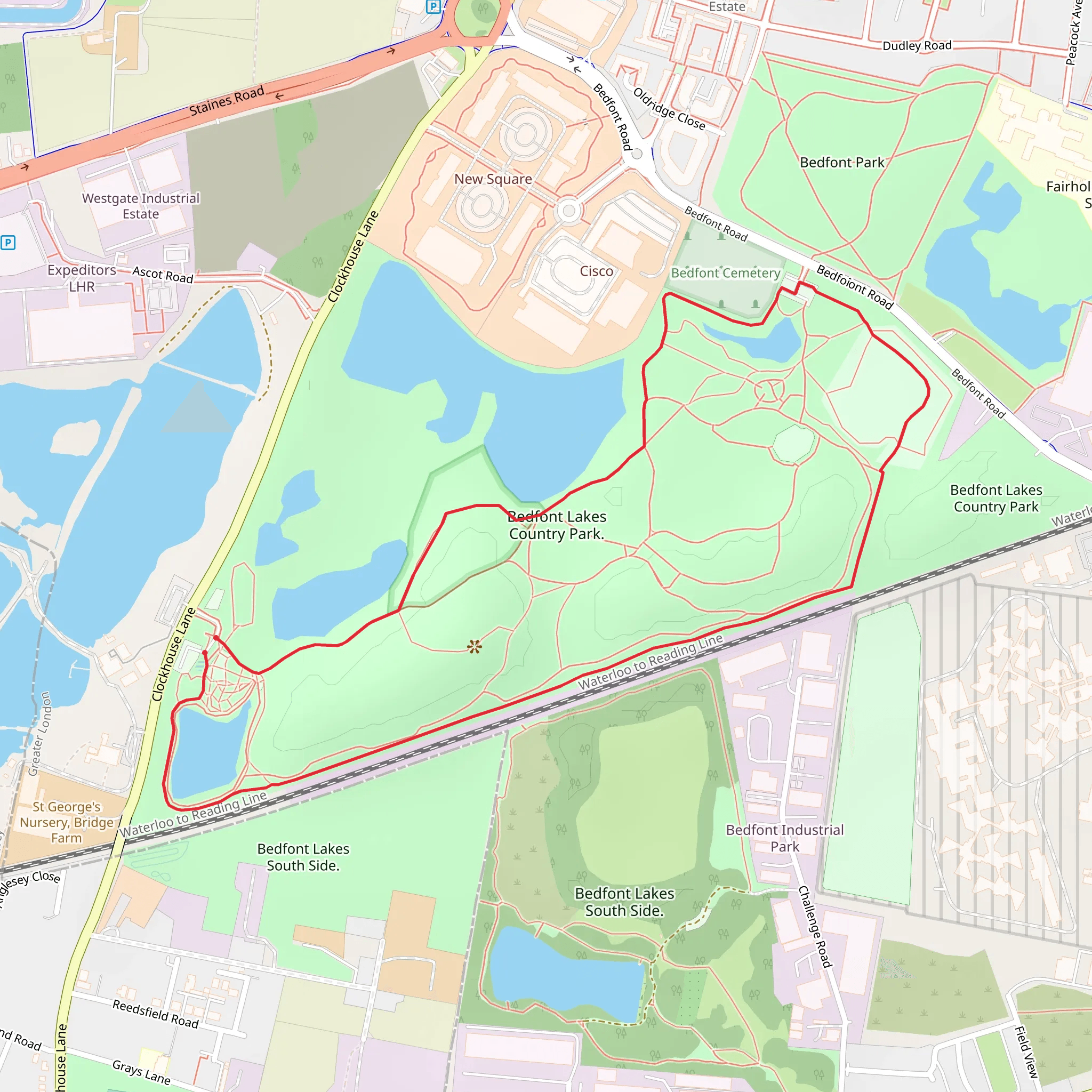 Bedfont Lakes Country Park mobile static map
