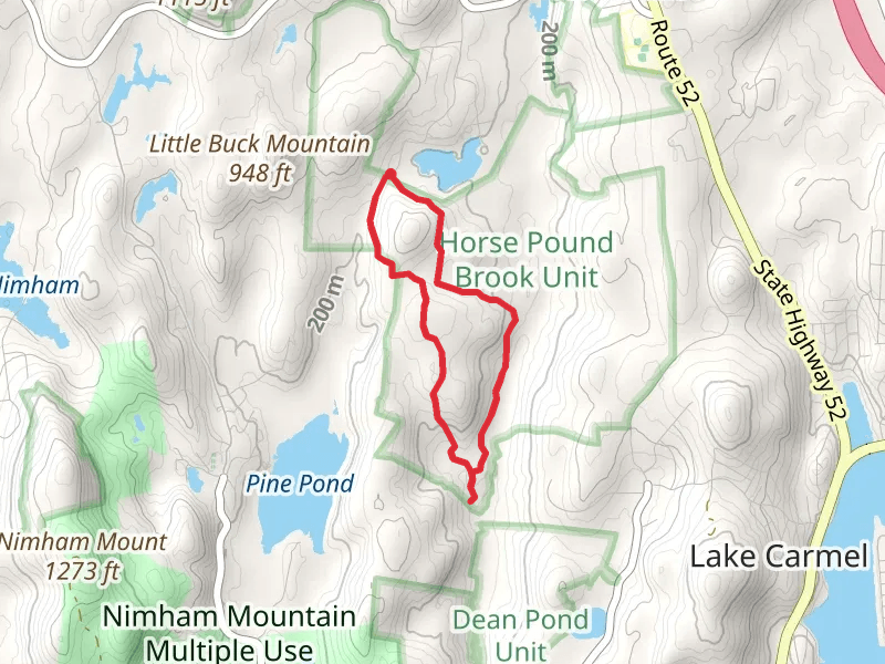 Hawk Rock Trail and Horse Pound Brook Trail Loop