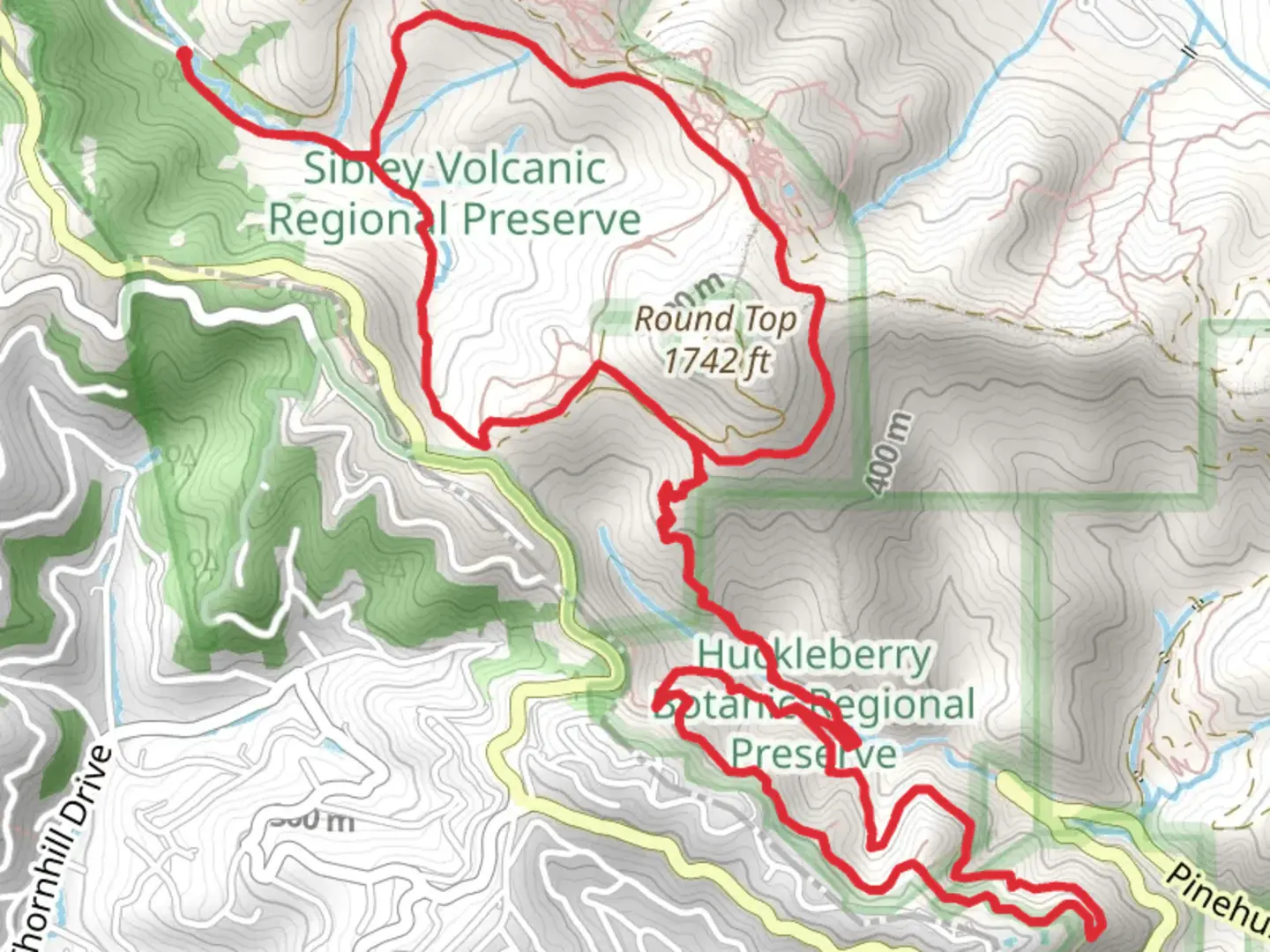 An image depicting the trail Skyline, Upper Huckleberry and Quarry Loop Trail and its surrounding area.