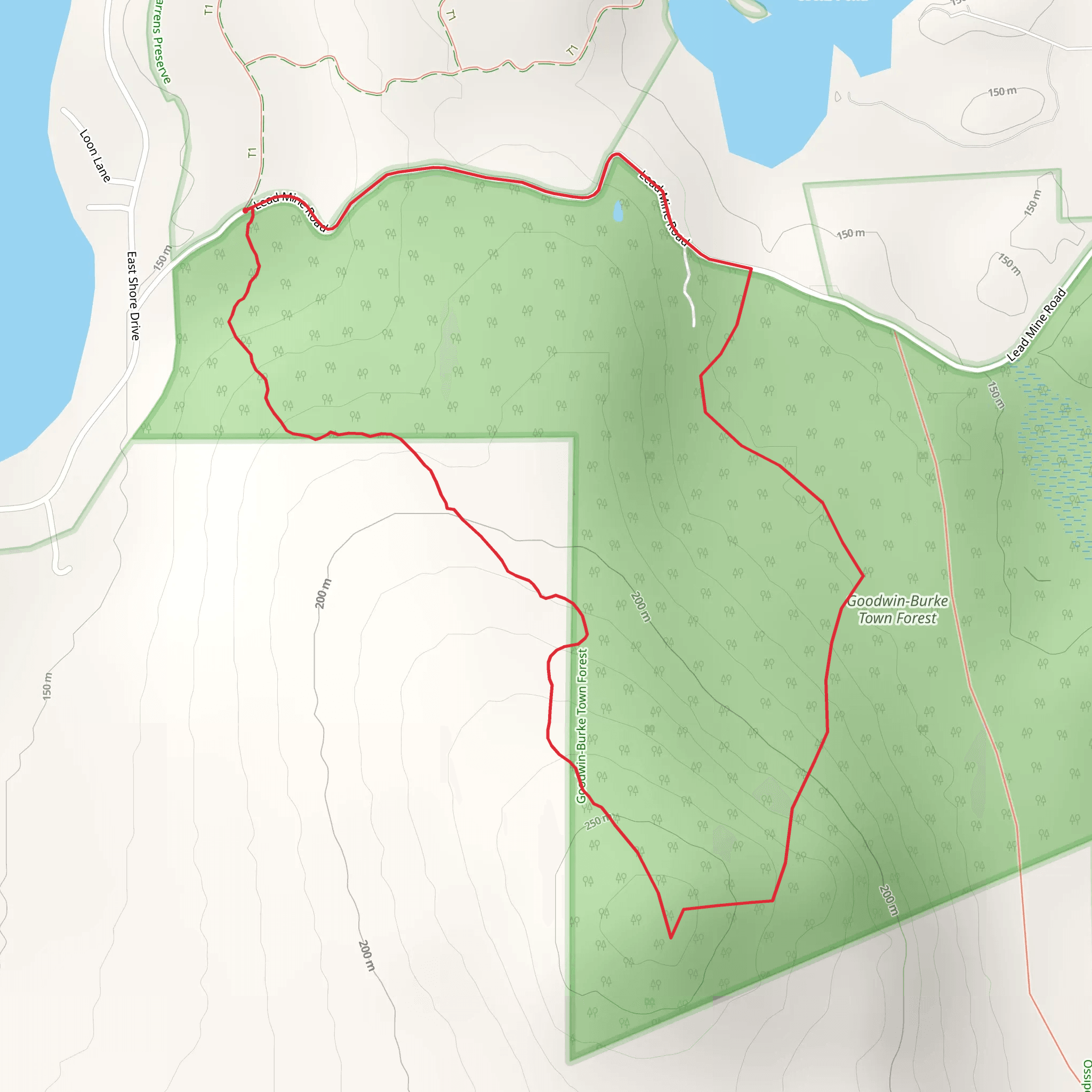 Goodwin Town Forest Loop mobile static map