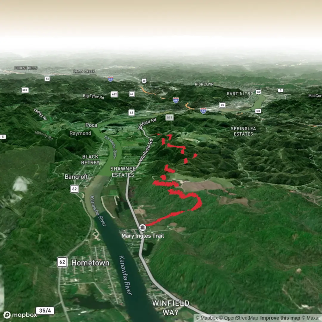 An image depicting the trail Mary Draper Ingles Trail and its surrounding area.