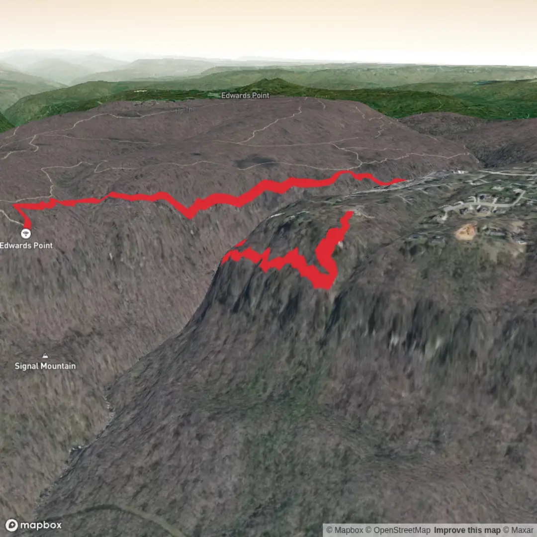 An image depicting the trail Rainbow Falls, Signal Point and Edwards Point via Cumberland Trail and its surrounding area.