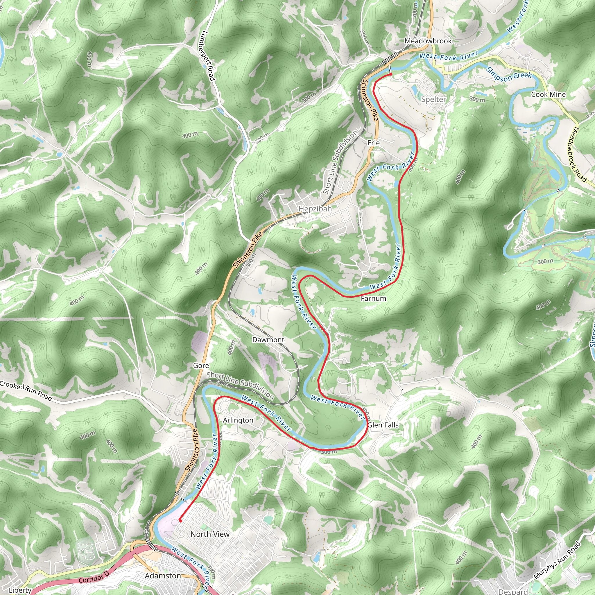 Harrison North Rail Trail mobile static map