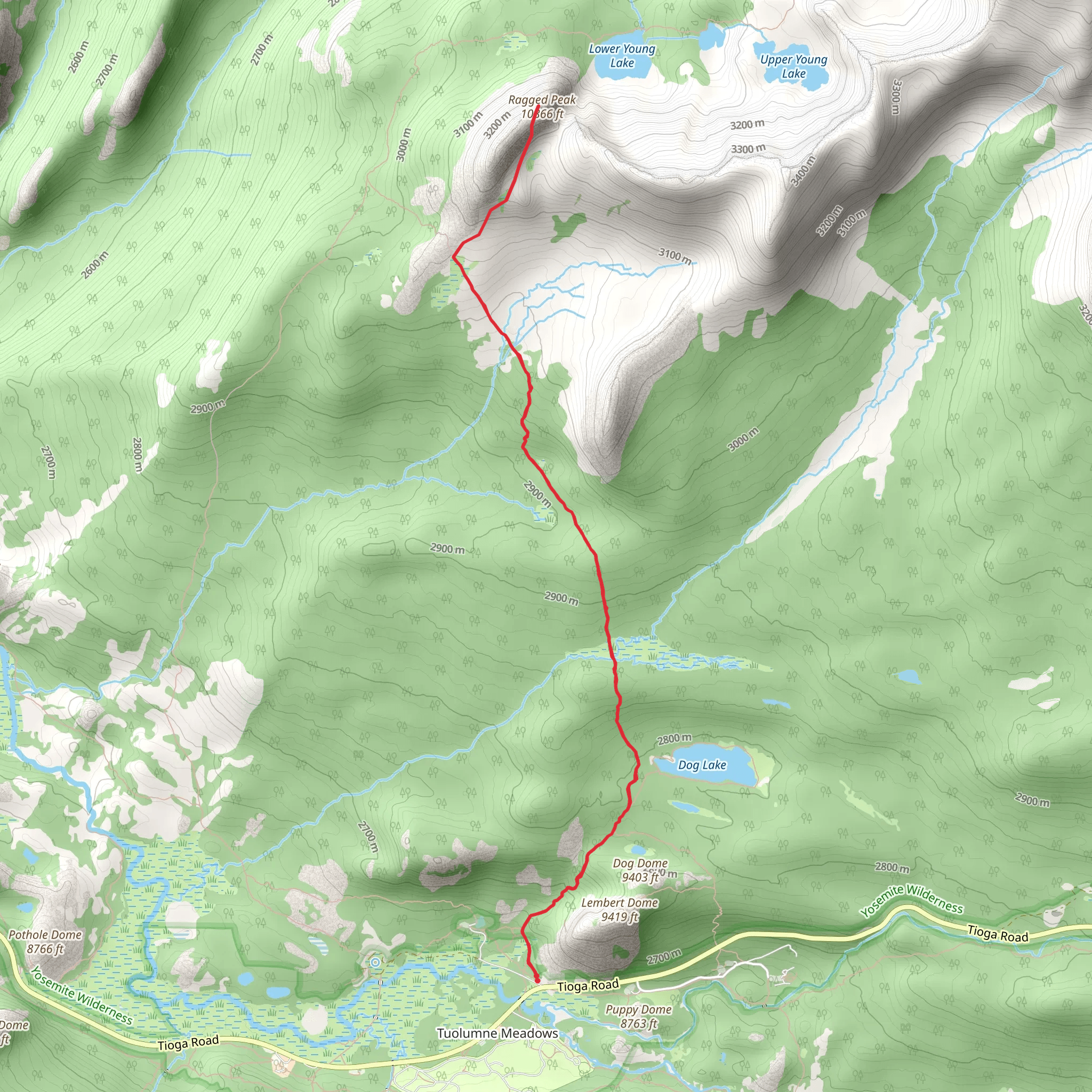 Ragged Peak via Dog Lake Trail mobile static map