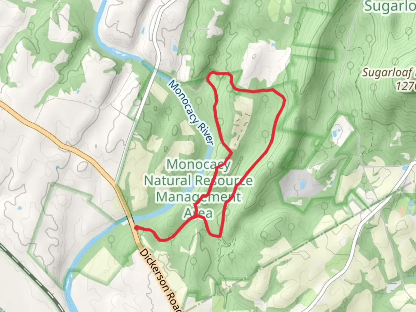 An image depicting the trail Furnace Branch Loop and its surrounding area.