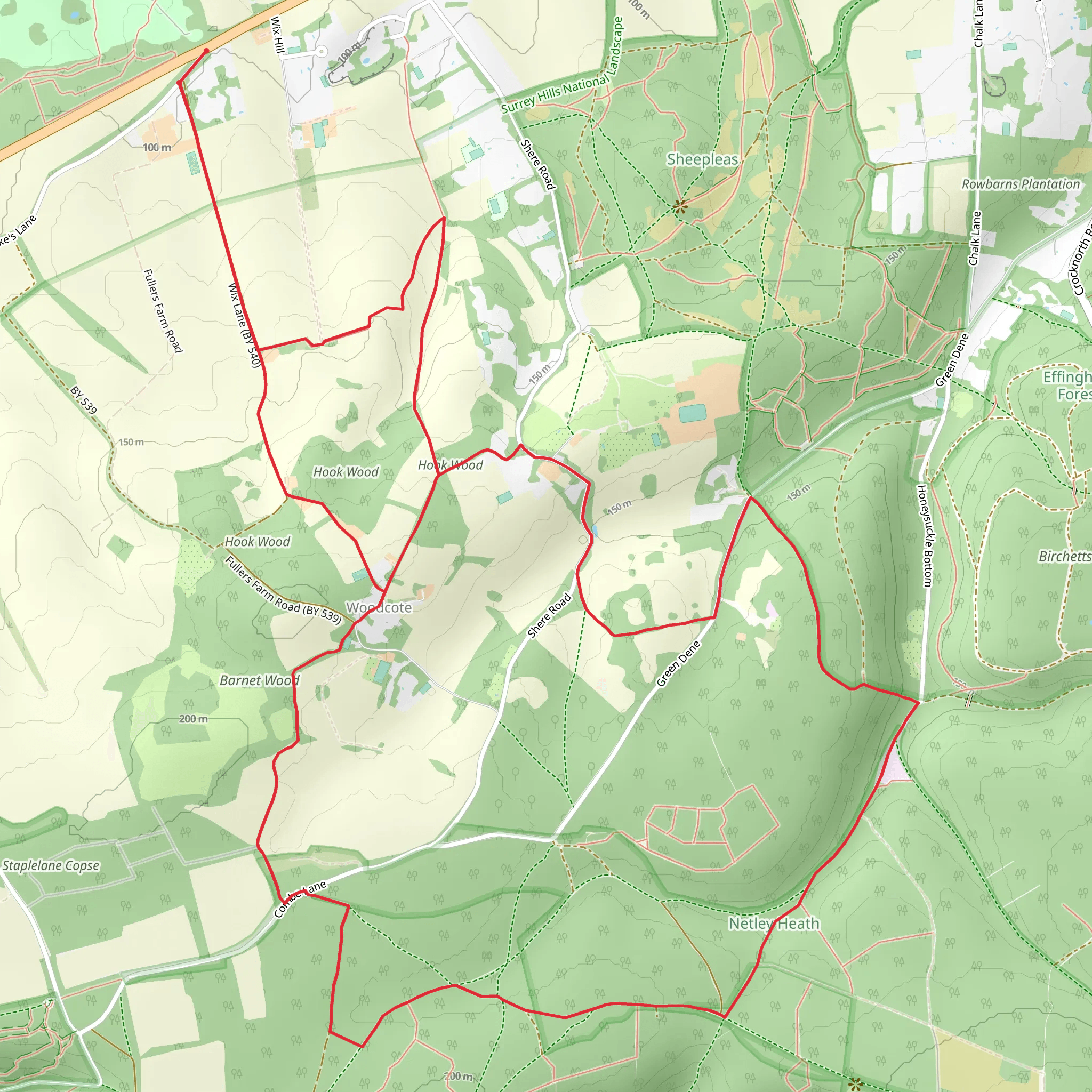 Netley Heath and Hook Wood Loop mobile static map