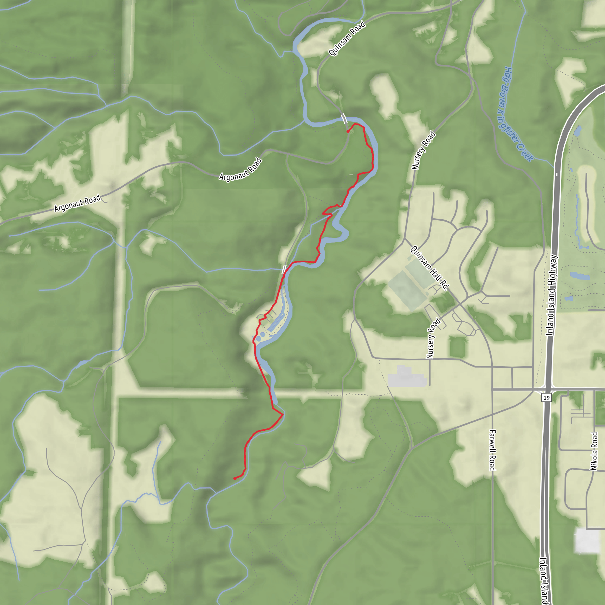 Campbell River to Quinsom Hatchery mobile static map