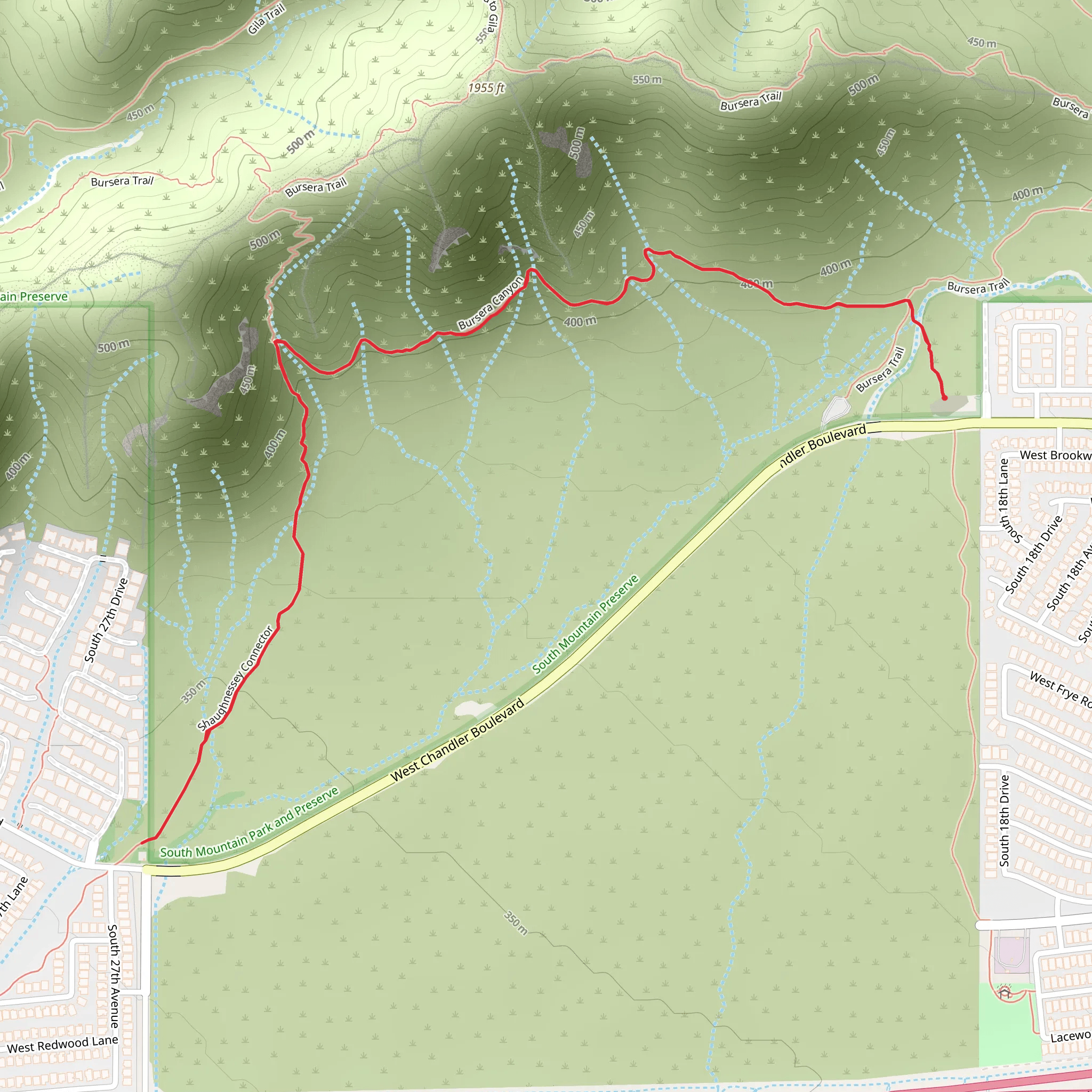 Walk from West Chandler Boulevard mobile static map