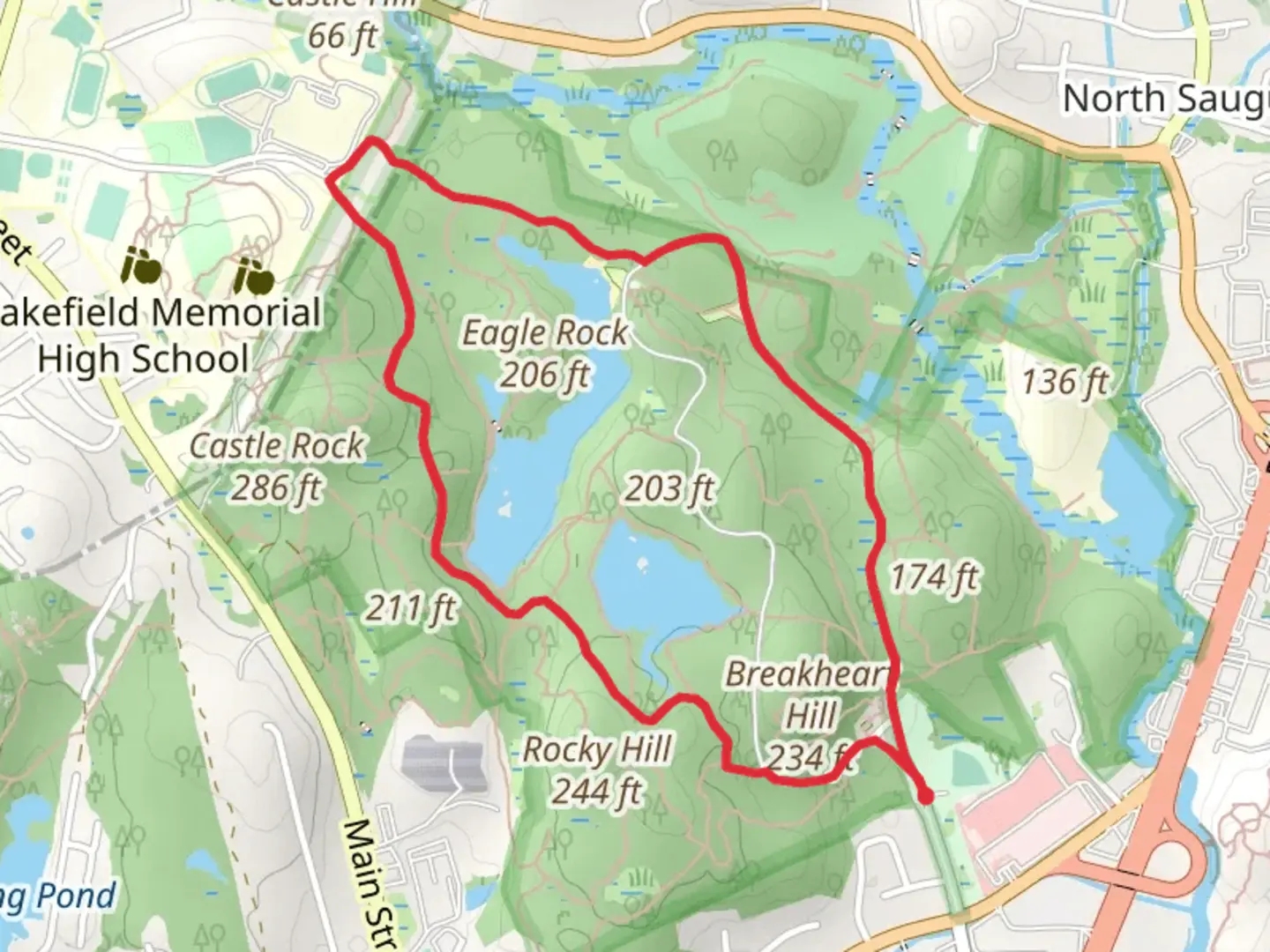 An image depicting the trail Pearce Lake and Upper Pond Loop Trail - Pine Tops Road and its surrounding area.