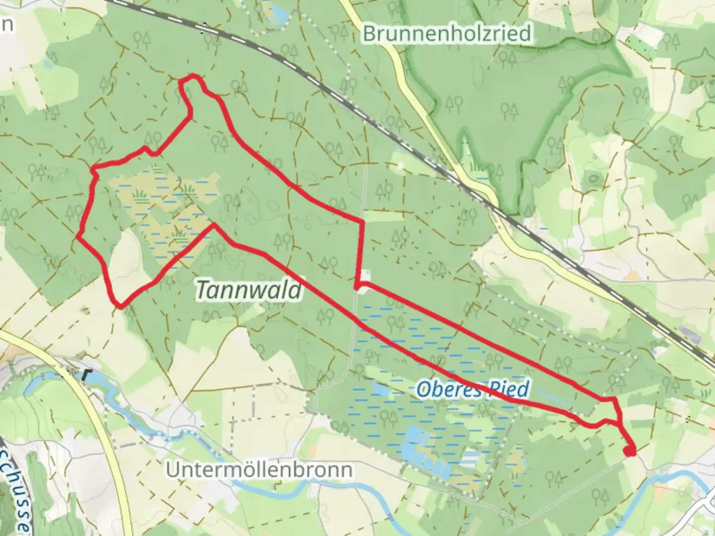 An image depicting the trail Riedmeckerles Weg and Wendern Aulendorf Loop and its surrounding area.