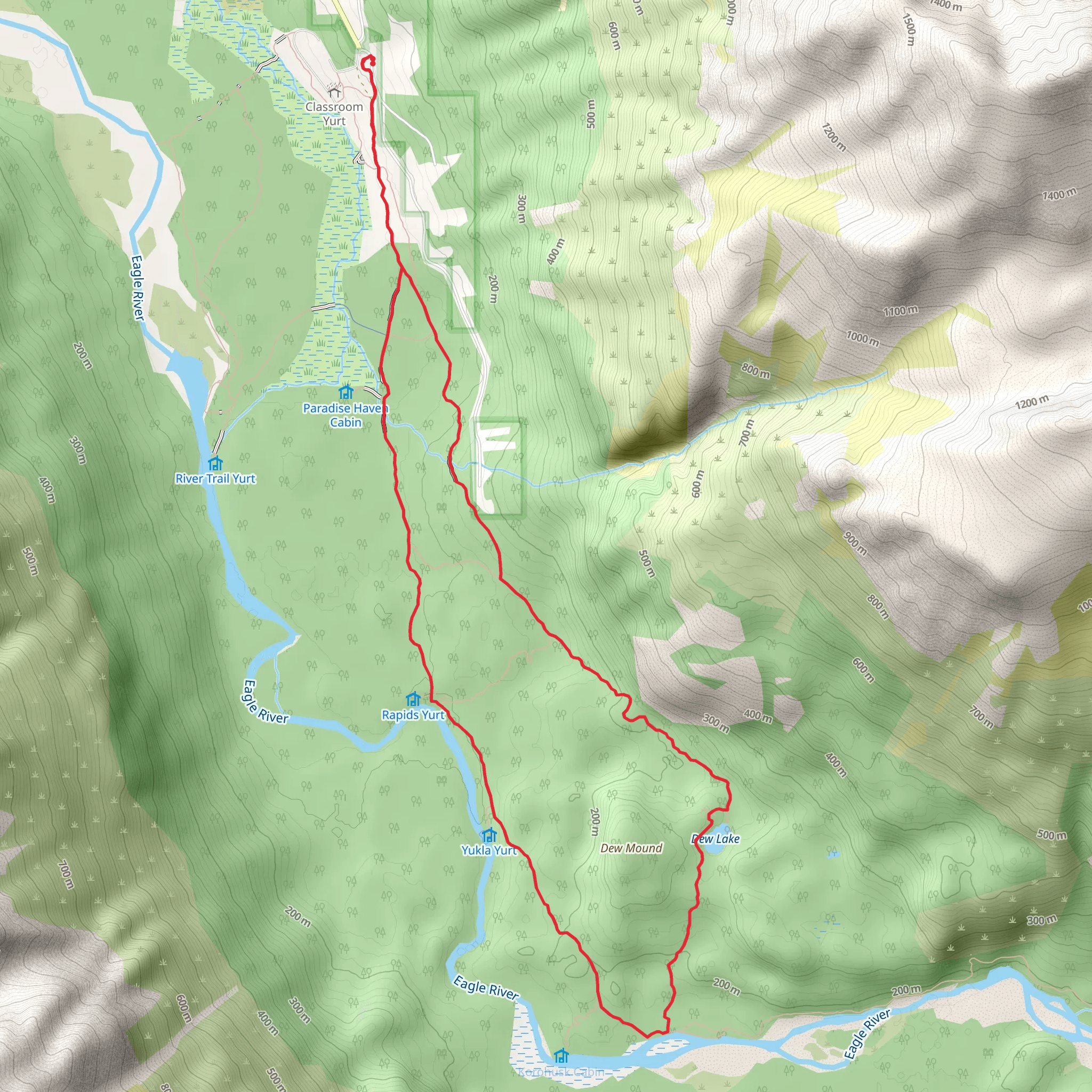 Dew Mound Trail and Crow Pass Trail Loop mobile static map