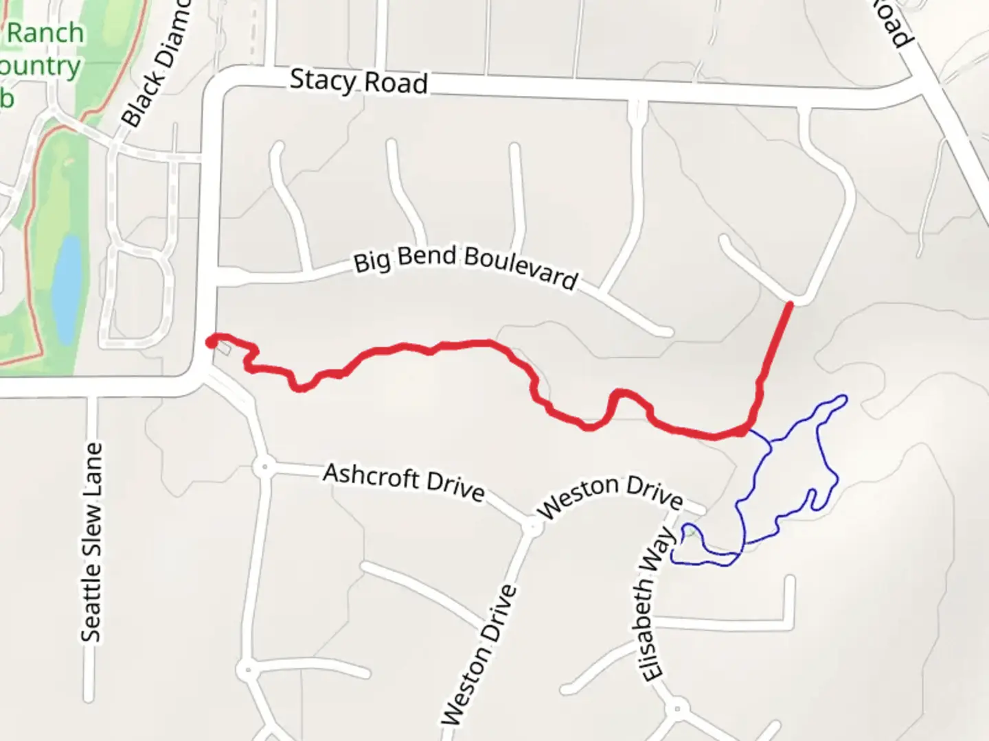 An image depicting the trail Stacy Road East Walk and its surrounding area.