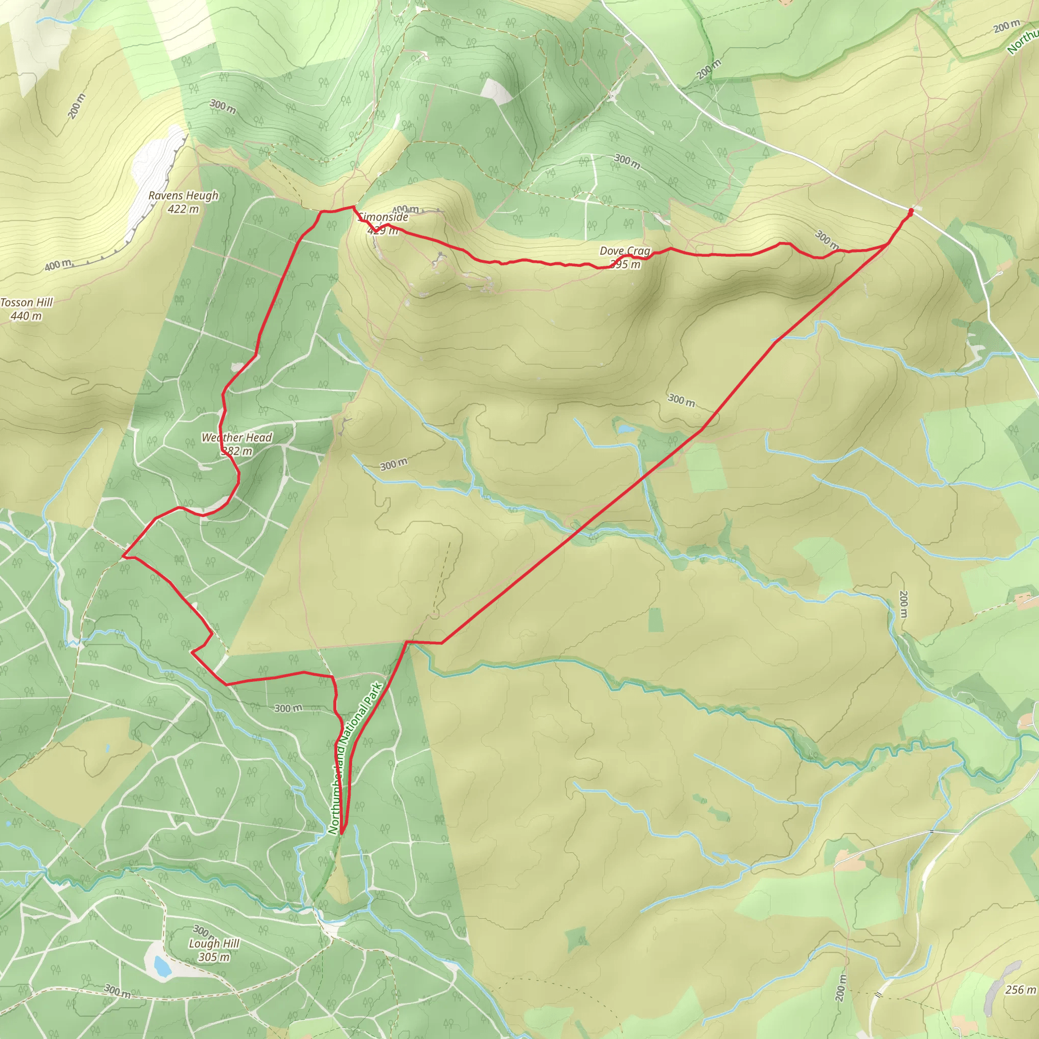 Simonside Hills Loop mobile static map