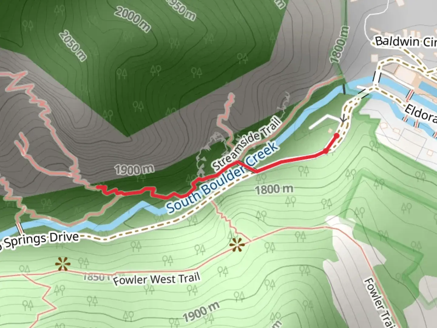 An image depicting the trail South Boulder Creek - Streamside Trail and its surrounding area.