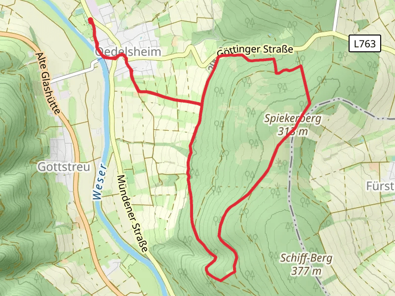 Frau-Holle-Pfad and Vom Oedelsheimer Wesertal zum Spiekerberg