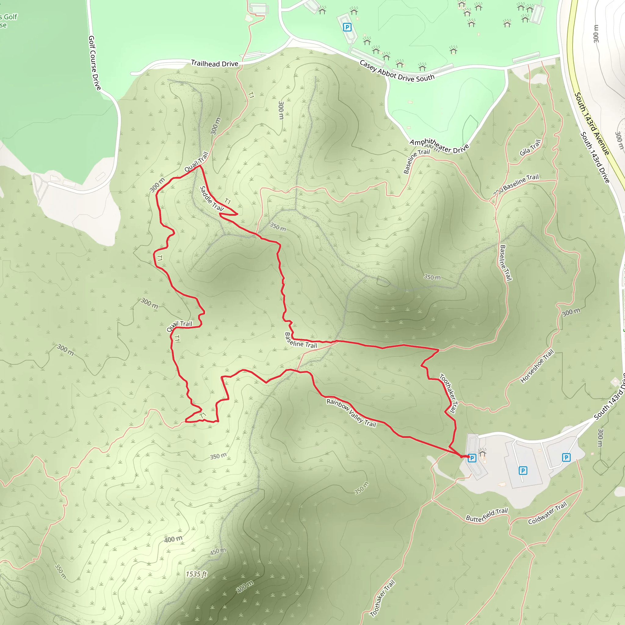 Rainbow Valley, Quail and Baseline Loop Trail mobile static map