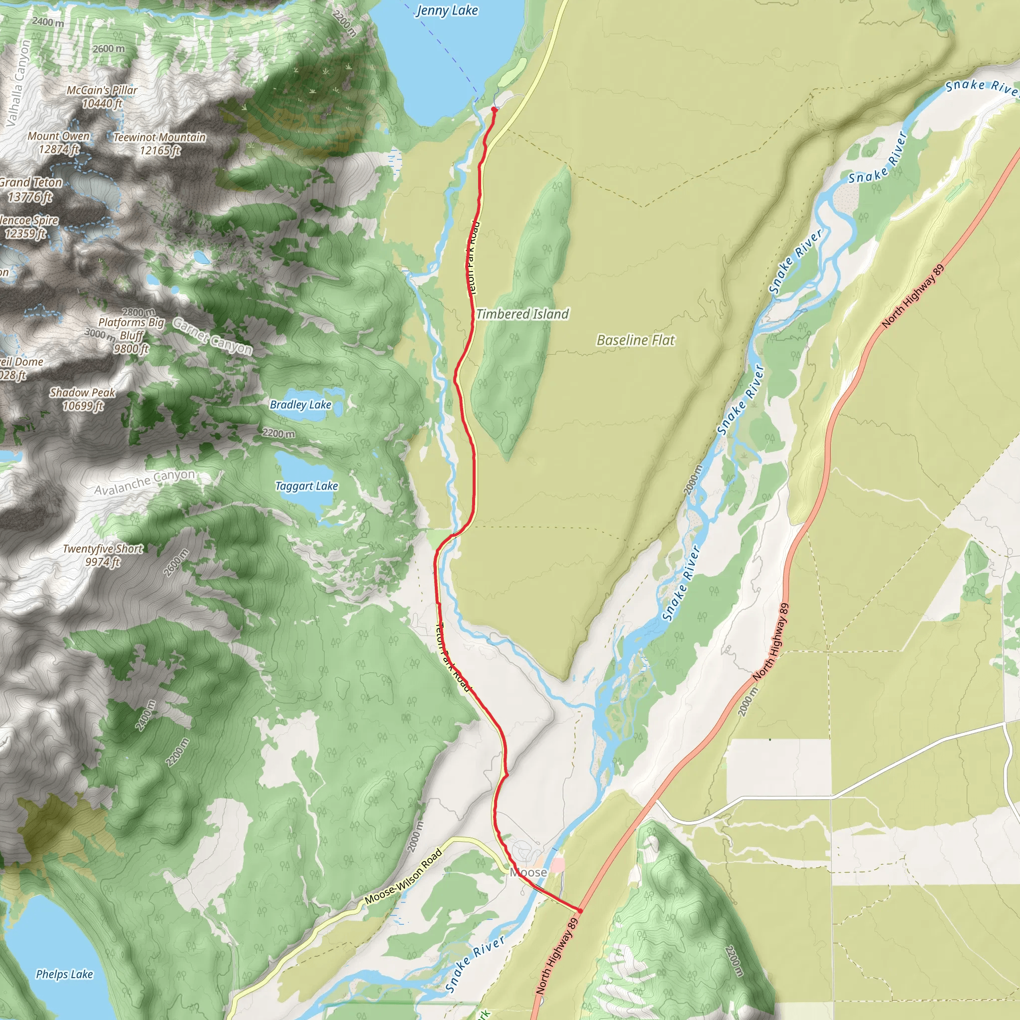 Jenny Lake via Grand Teton Scenic Drive mobile static map