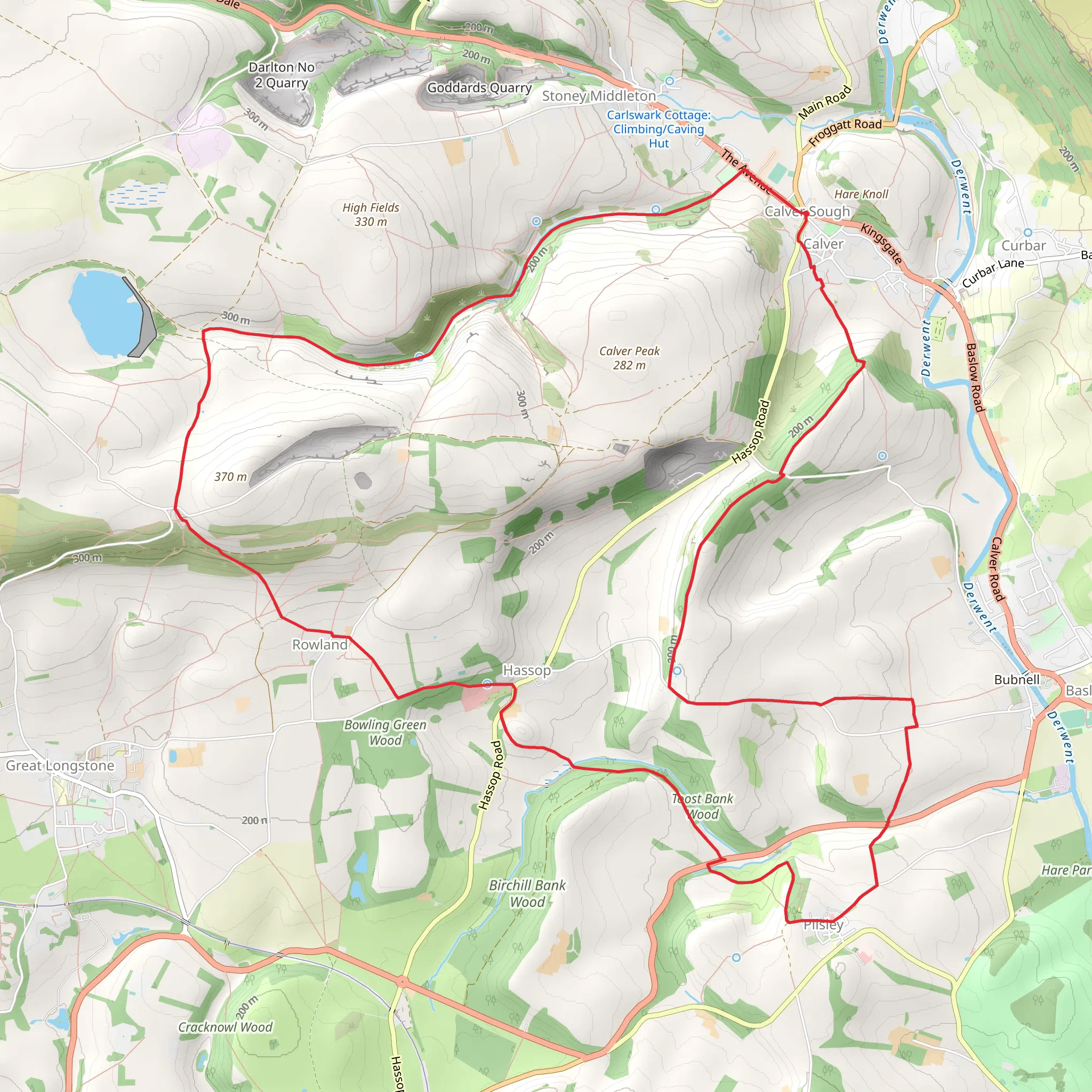 Coombs Dale - Longstone Edge and Pilsley mobile static map