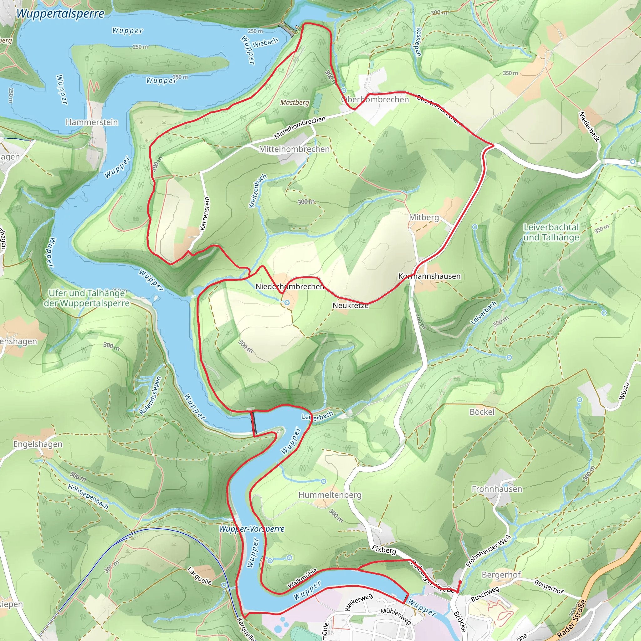 Wupper via Wupperweg and Muehlenweg Rundweg mobile static map