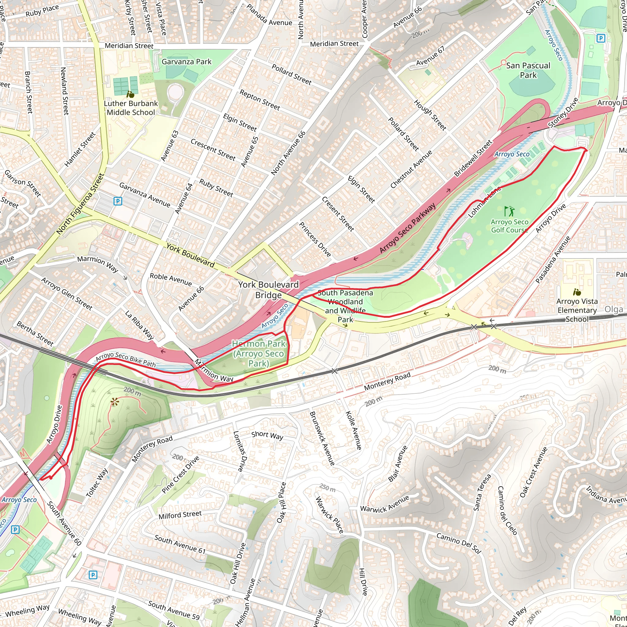 Arroyo Seco Pedestrian Loop Trail mobile static map