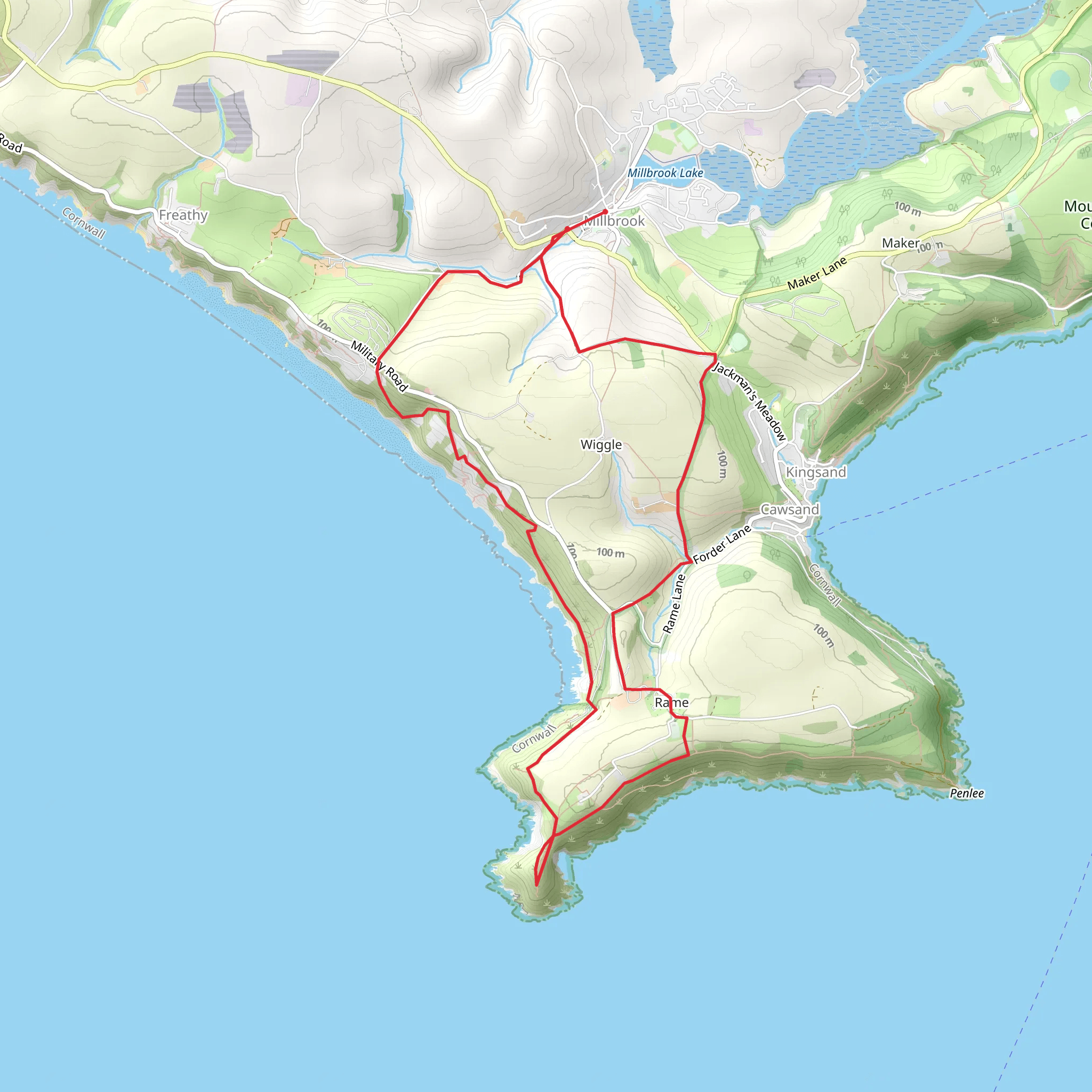 Tamar Lake and Headland Chapel Walk mobile static map