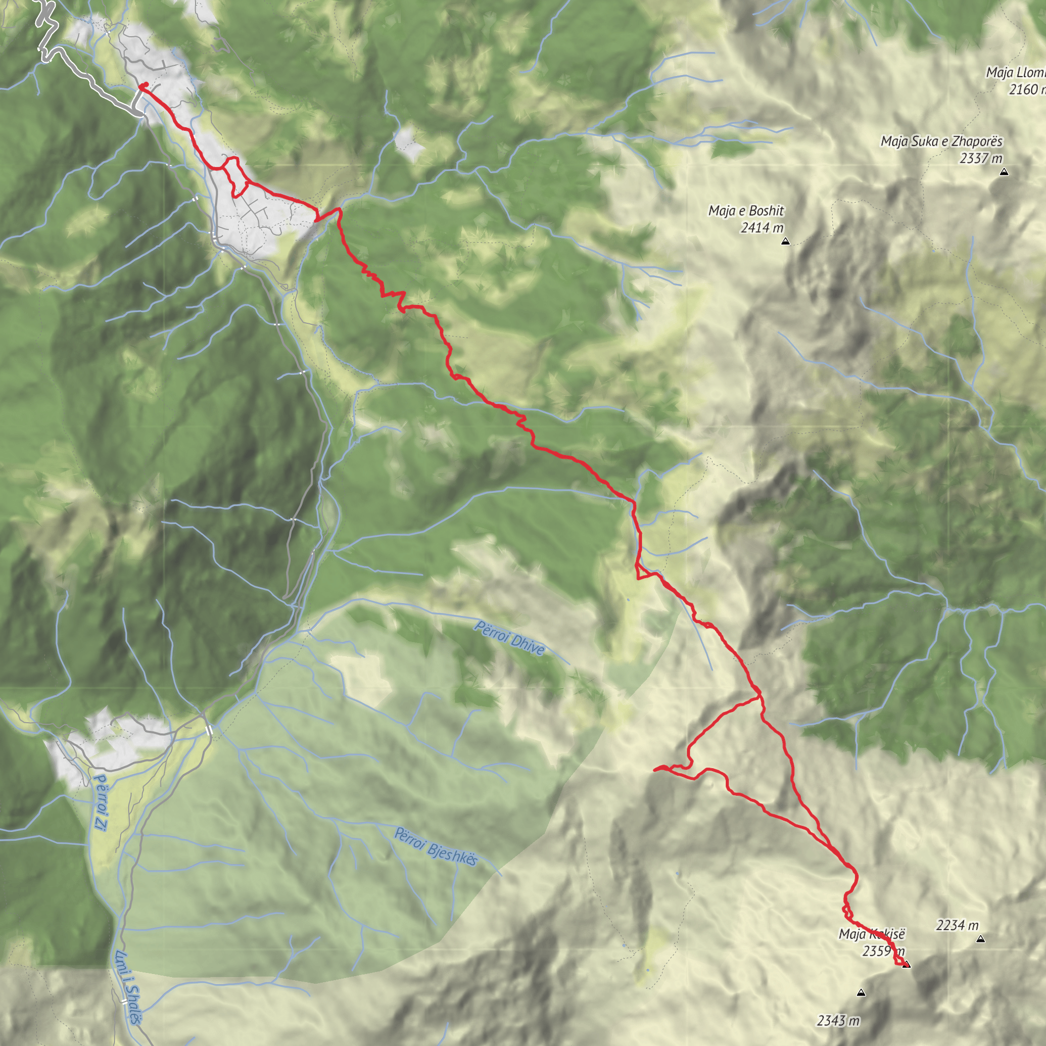 Theth - Maja e Kakisë (Maja e Drenit on the way back) mobile static map