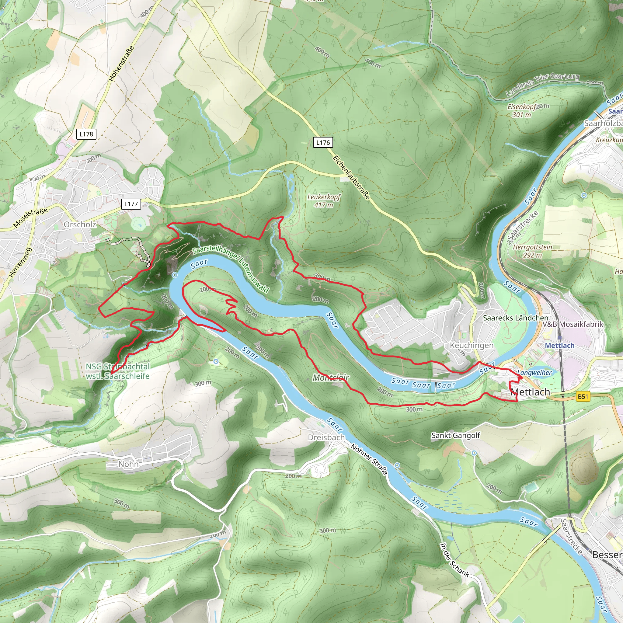 Montclair and Ruine Burg Saarstein Loop mobile static map