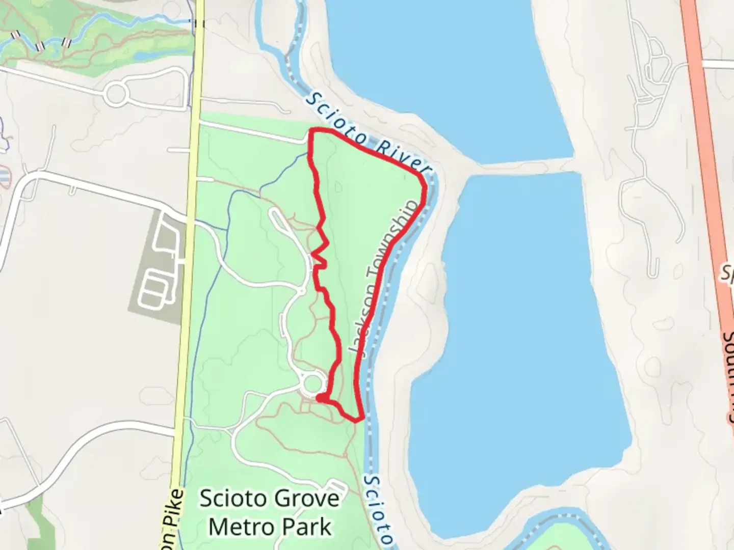 An image depicting the trail Scioto River Loop and its surrounding area.