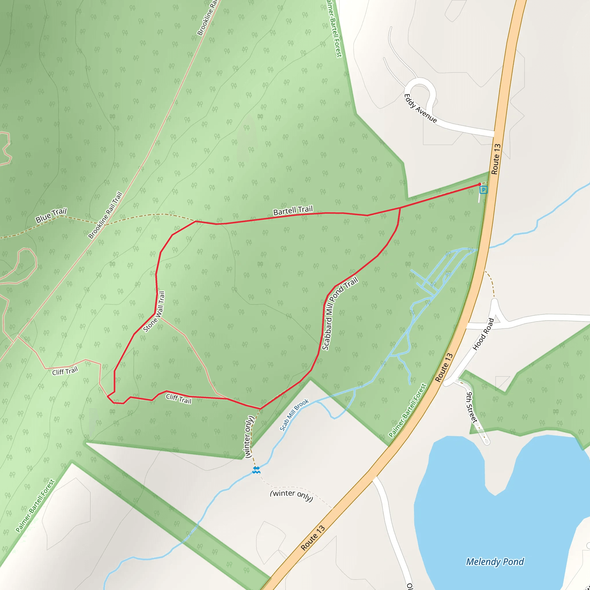Bartell and Scabbard Mill Pond Loop Trail Loop mobile static map