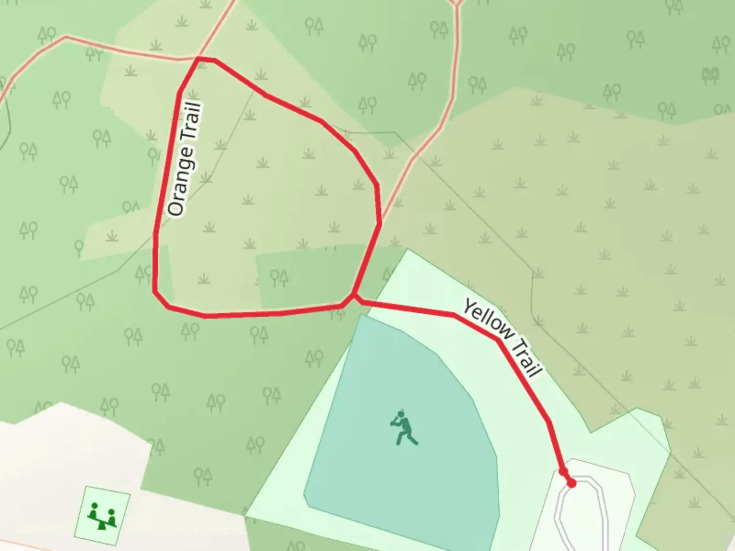 An image depicting the trail Yellow - Orange Loop and its surrounding area.