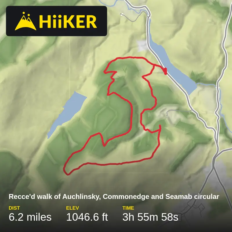 A map preview of the recording Recce'd walk of Auchlinsky, Commonedge and Seamab circular.