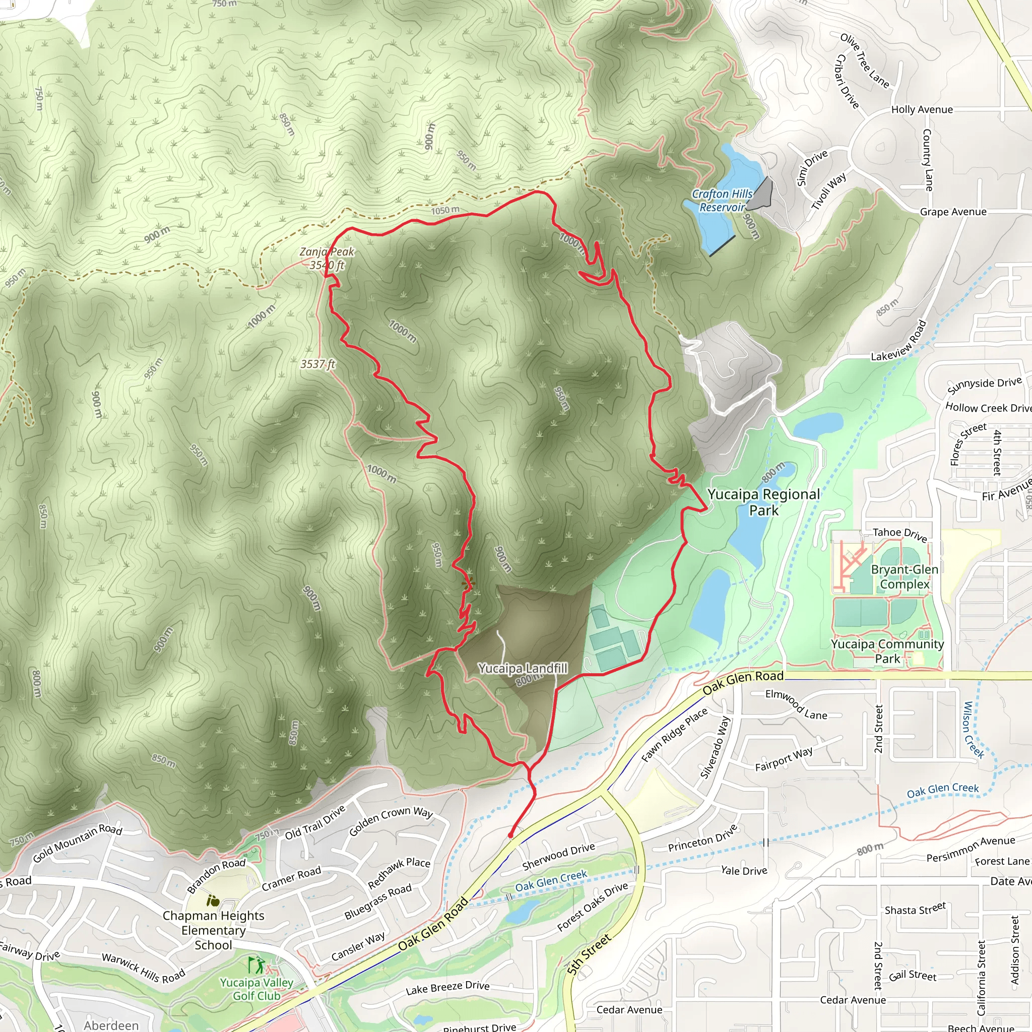 Zanja Peak Loop mobile static map