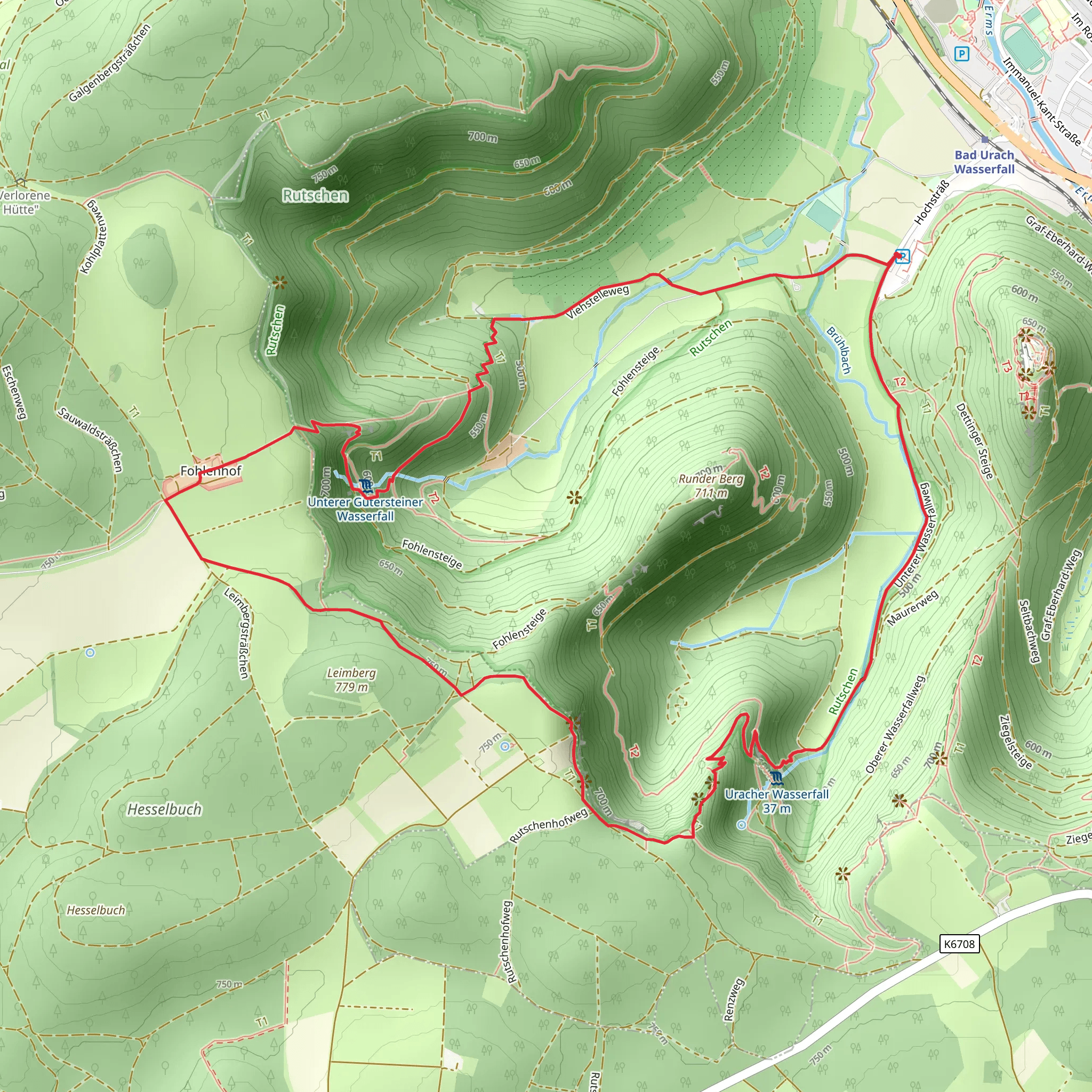 Wasserfallsteig Circle mobile static map