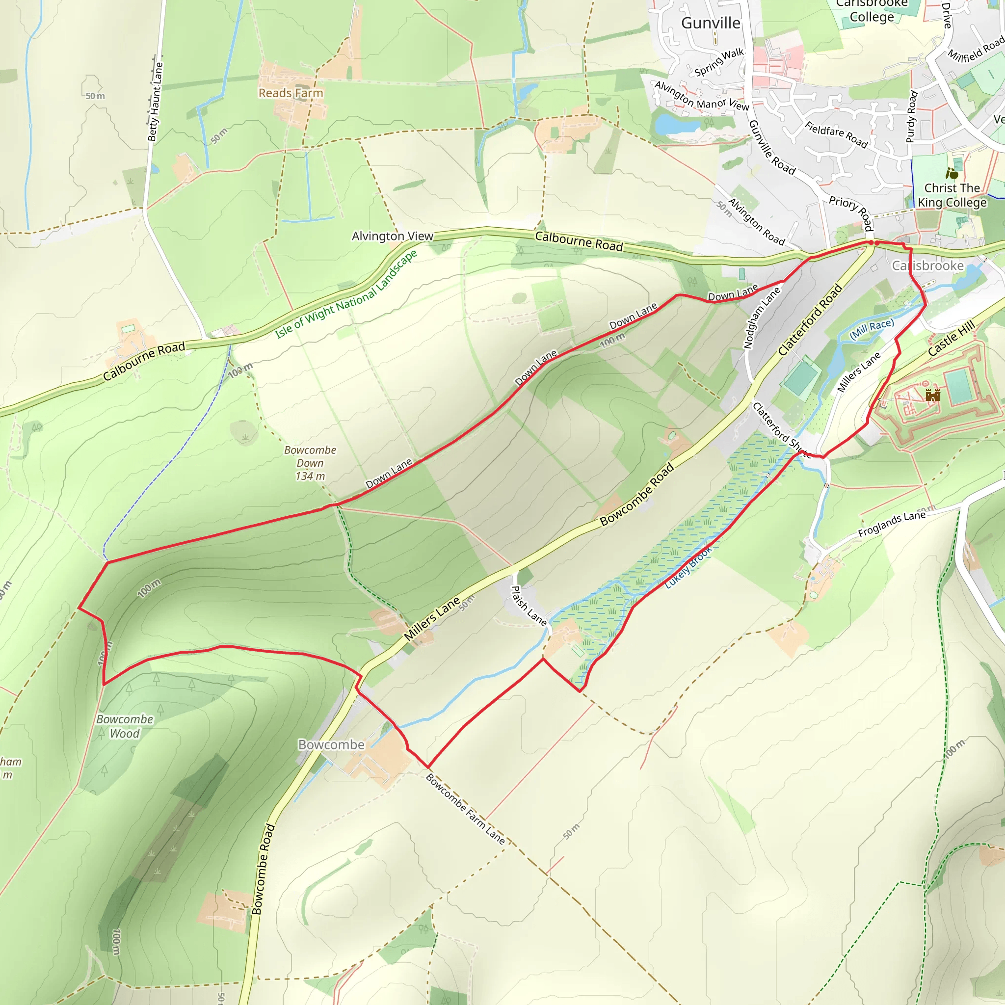 Bowcombe Down from Carisbrooke - IOW mobile static map