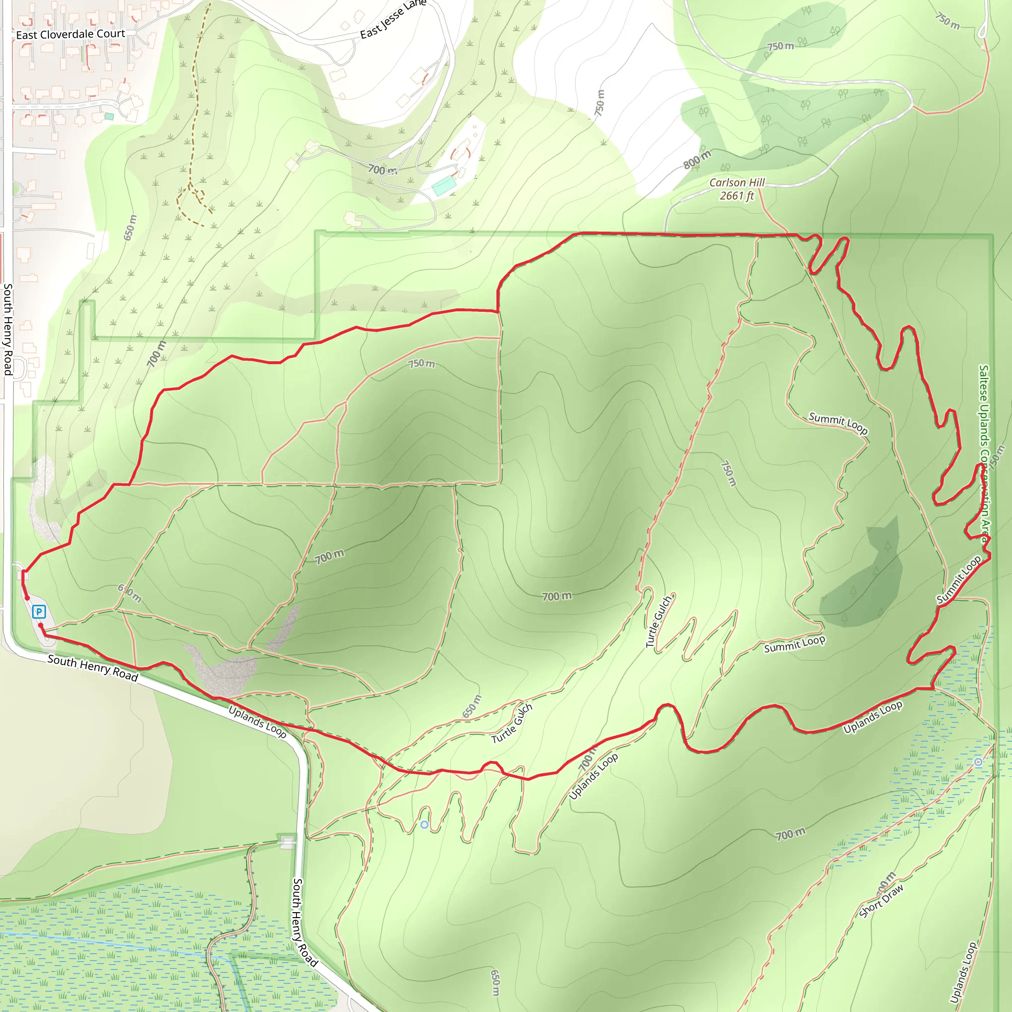 Uplands and Summit Loop mobile static map