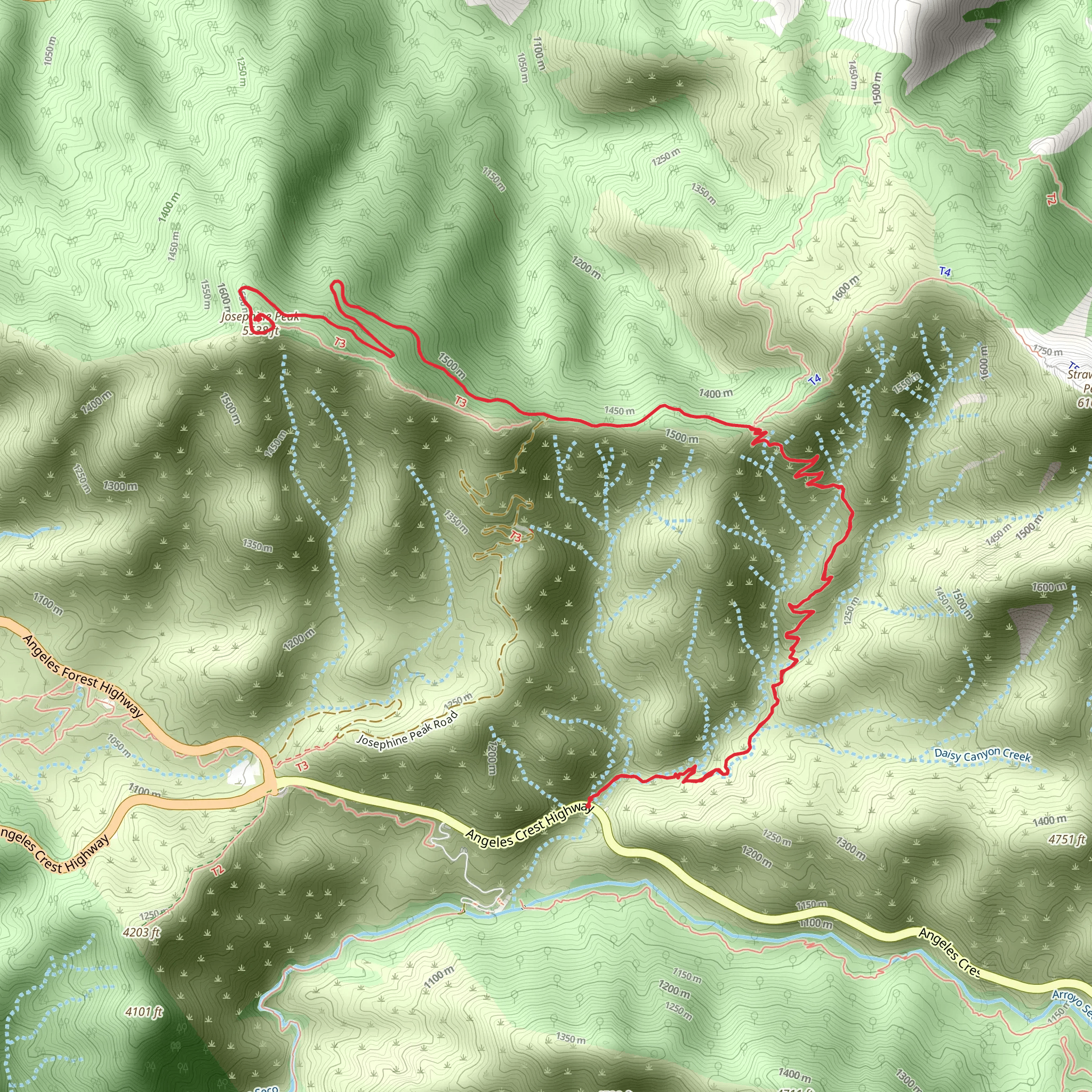 Josephine Peak and Josephine Gap via Colby Canyon Trail mobile static map