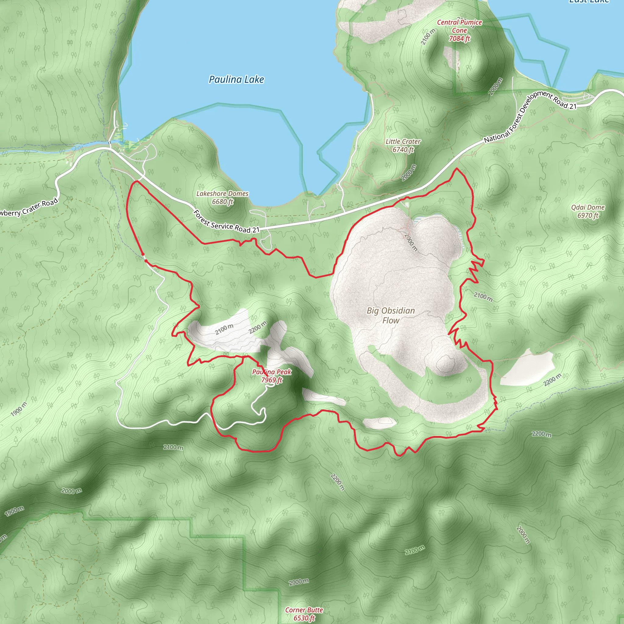 Newberry Crater Trail, Lost Lake Trail and Crater Rim Loop Trail mobile static map