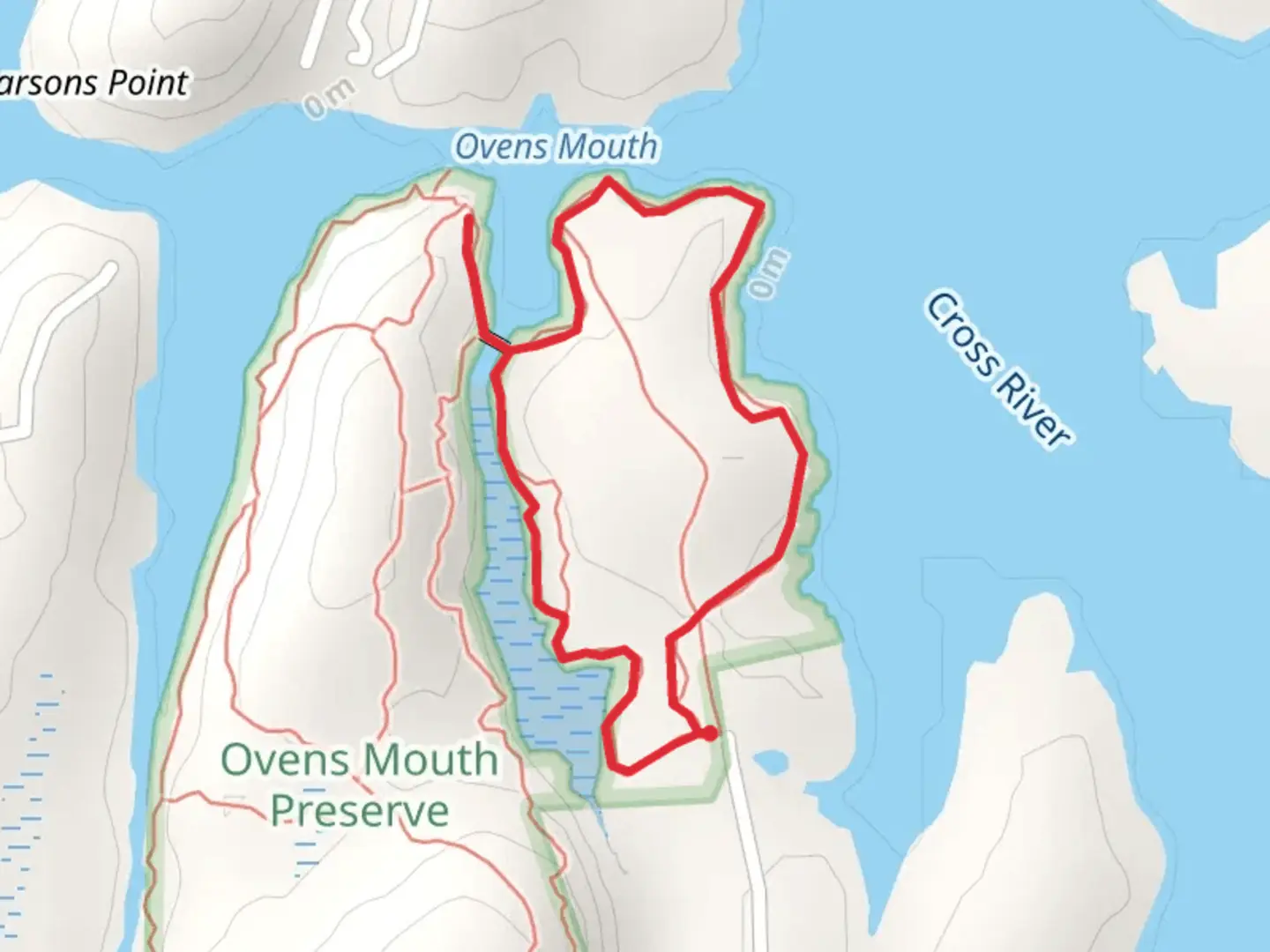 An image depicting the trail Cross River Loop from Dover Road and its surrounding area.
