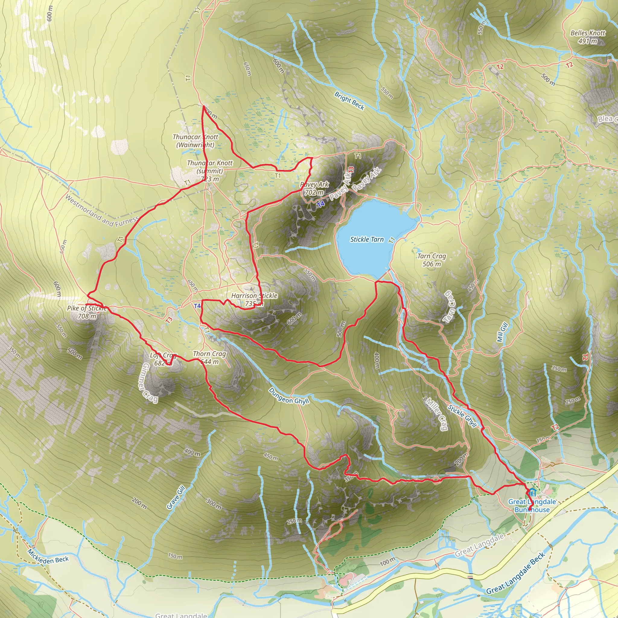 Pike of Stickle, Harrison Stickle and Stickle Tarn Loop mobile static map