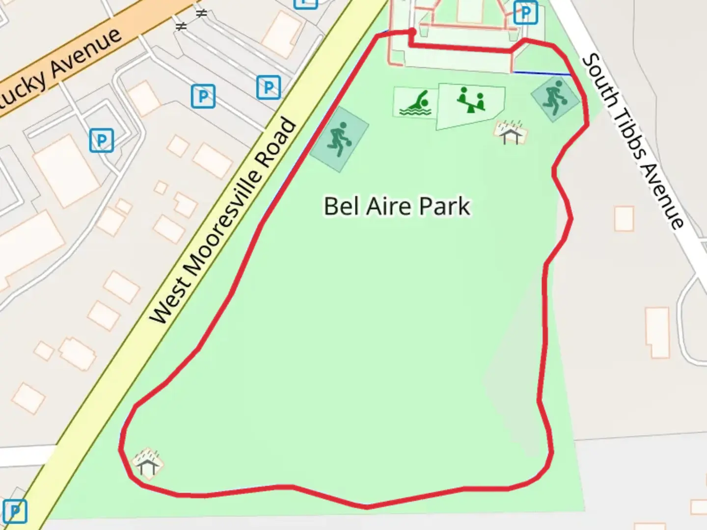 An image depicting the trail Bel Aire Park Loop and its surrounding area.
