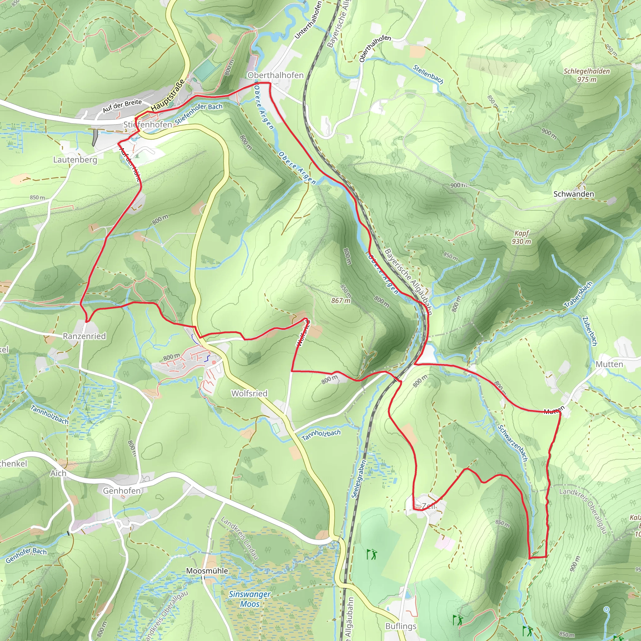 Obere Argen via Muenchner Jakobsweg mobile static map