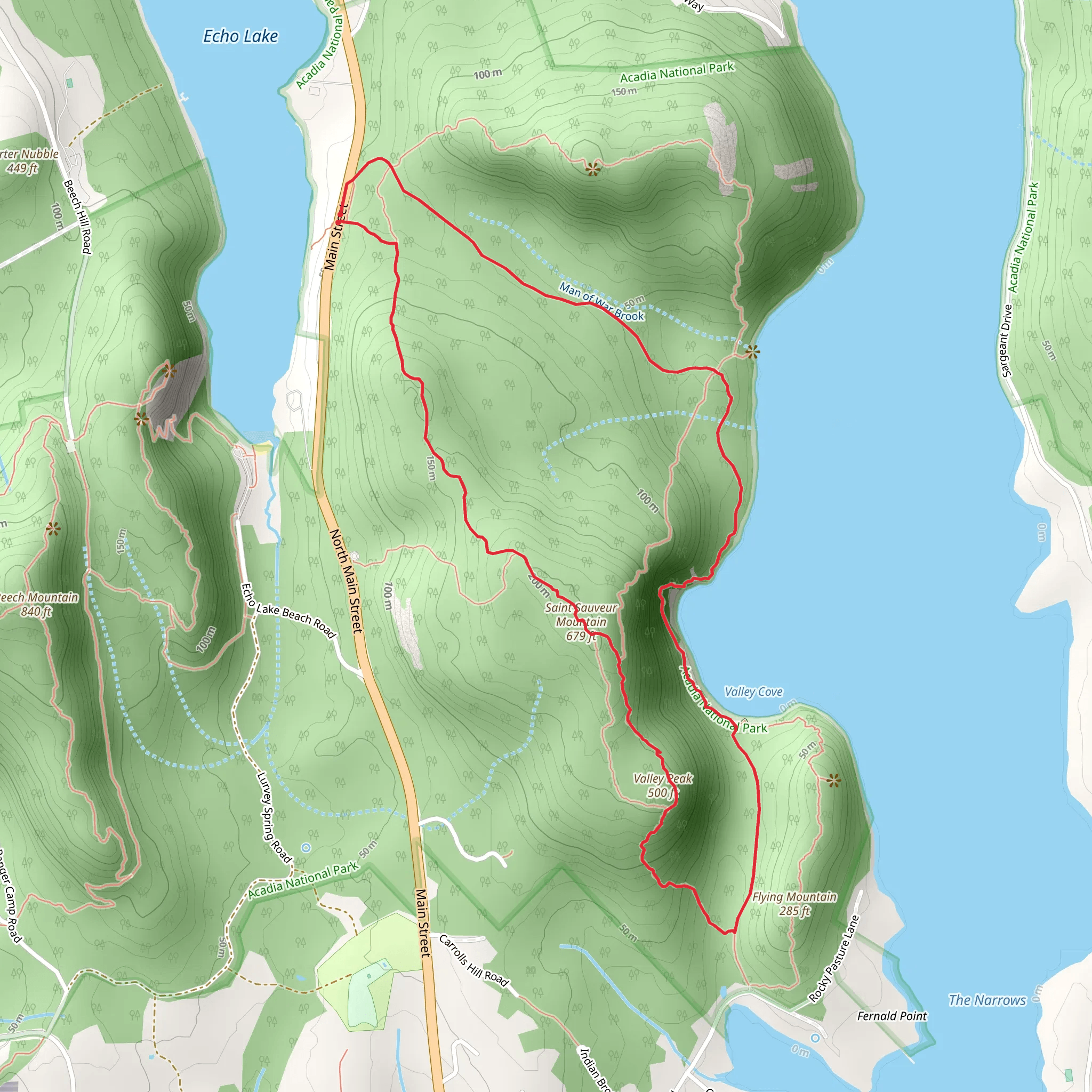 Saint Sauveur and Mountain via Valley Cove Trail mobile static map