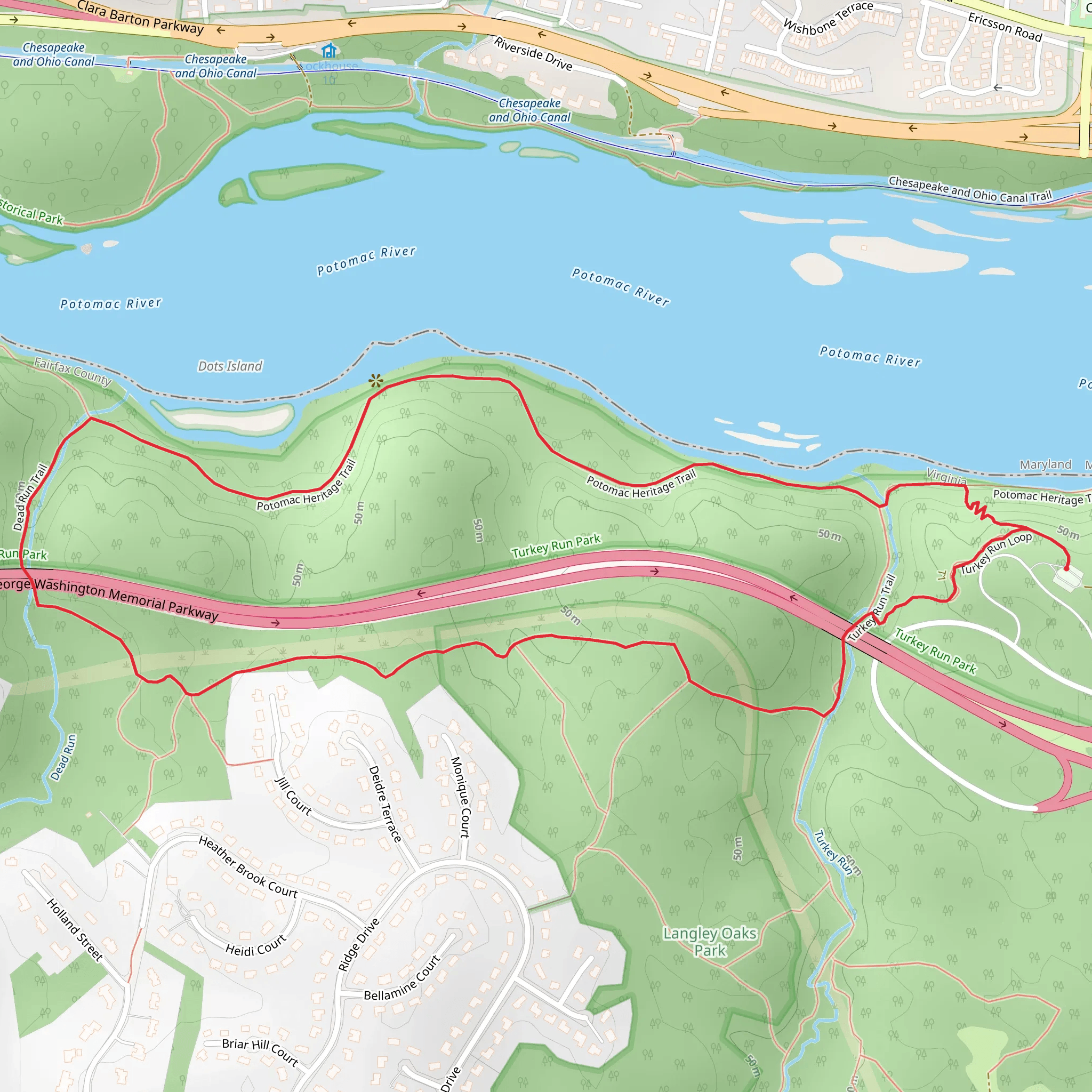 Potomac Heritage, Dead Run and Turkey Run Loop Trail mobile static map