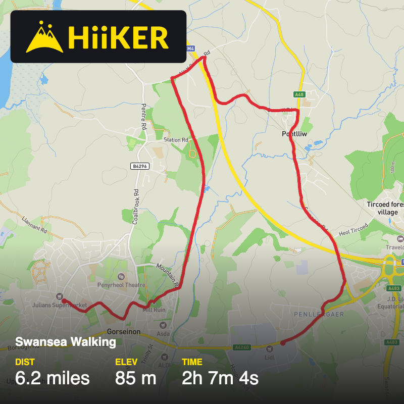 A map preview of the recording Swansea Walking.