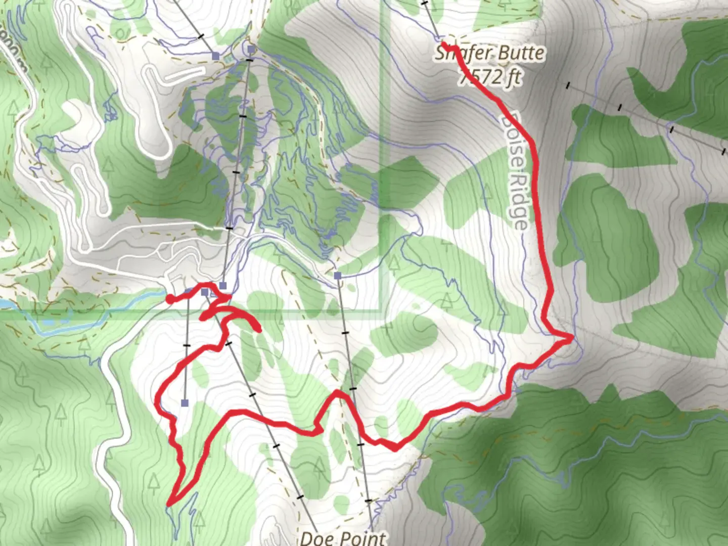 An image depicting the trail Shafer Butte via Deer point and its surrounding area.