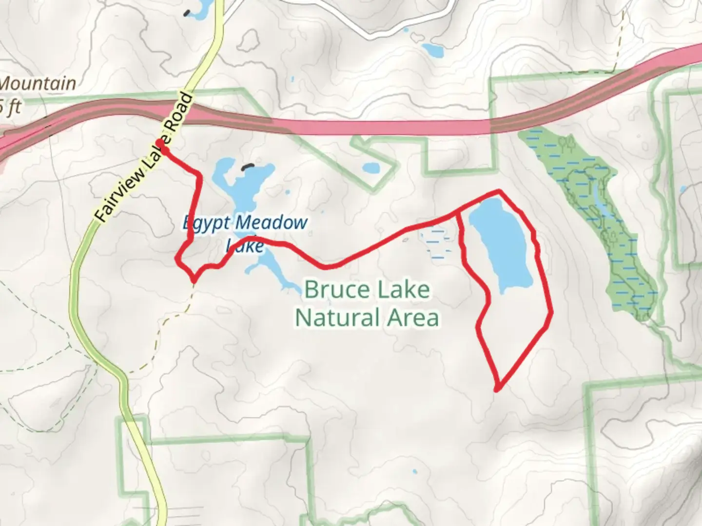 An image depicting the trail Egypt Meadow Lake and Bruce Lake Loop and its surrounding area.