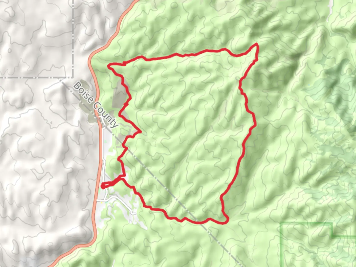 An image depicting the trail Shooting Range, South Fork Willow Creek and Spring Valley Creek Loop Trail and its surrounding area.