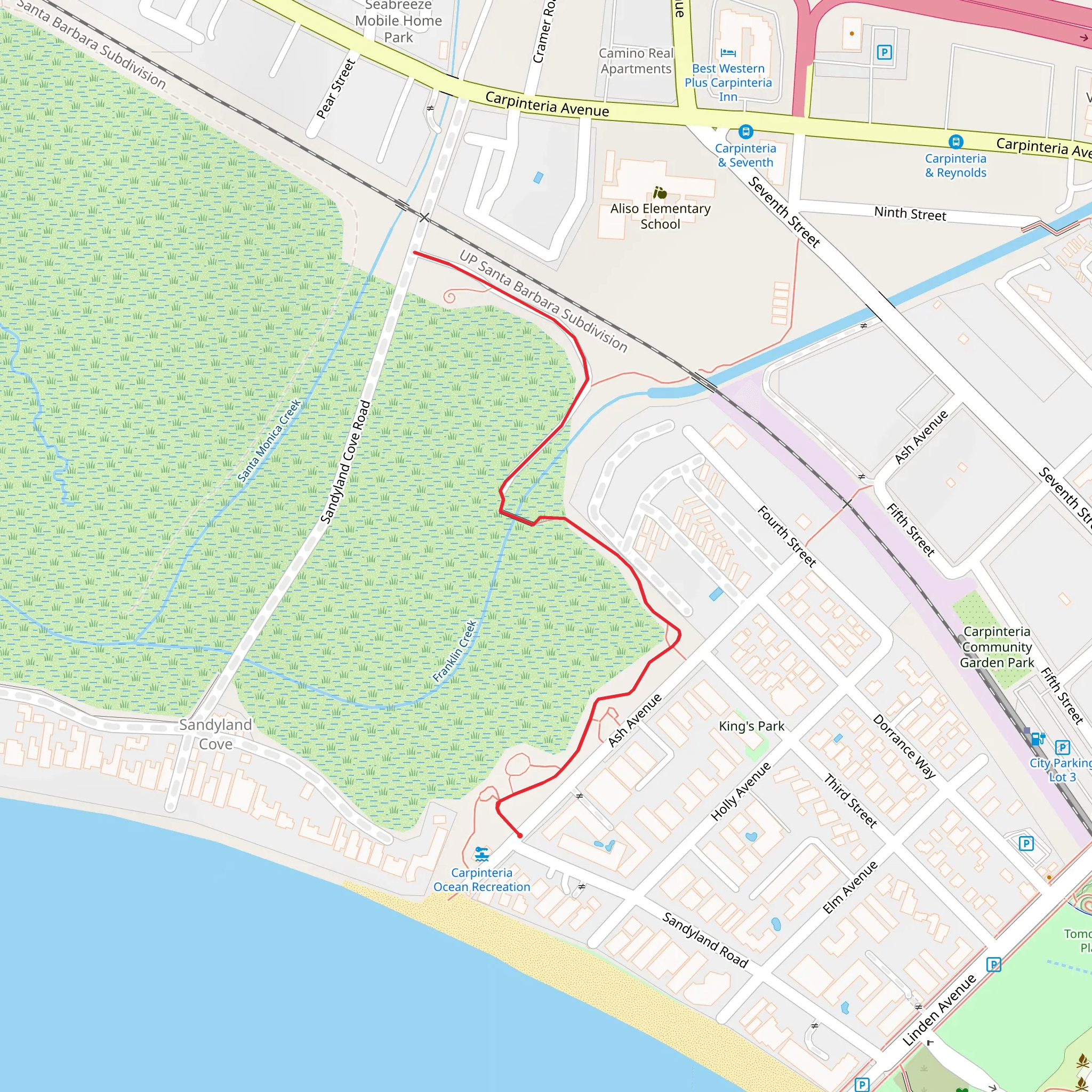 Ash Avenue Northwest Trail mobile static map