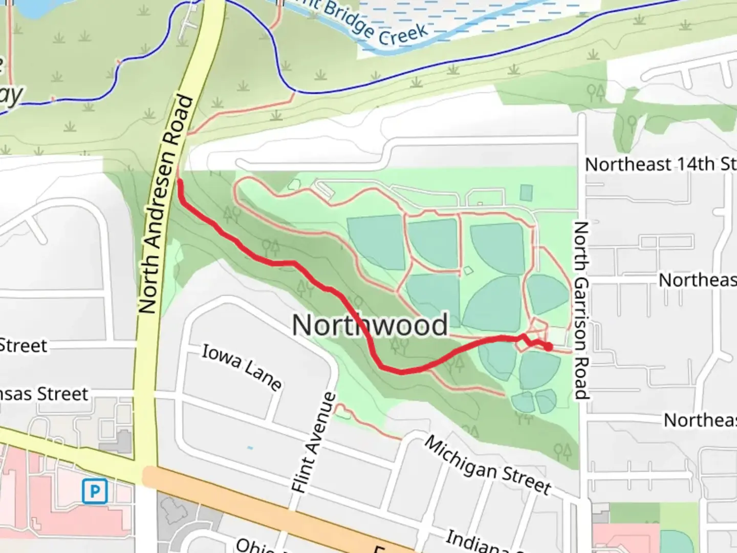 An image depicting the trail David Douglas Park from North Garrison Road and its surrounding area.